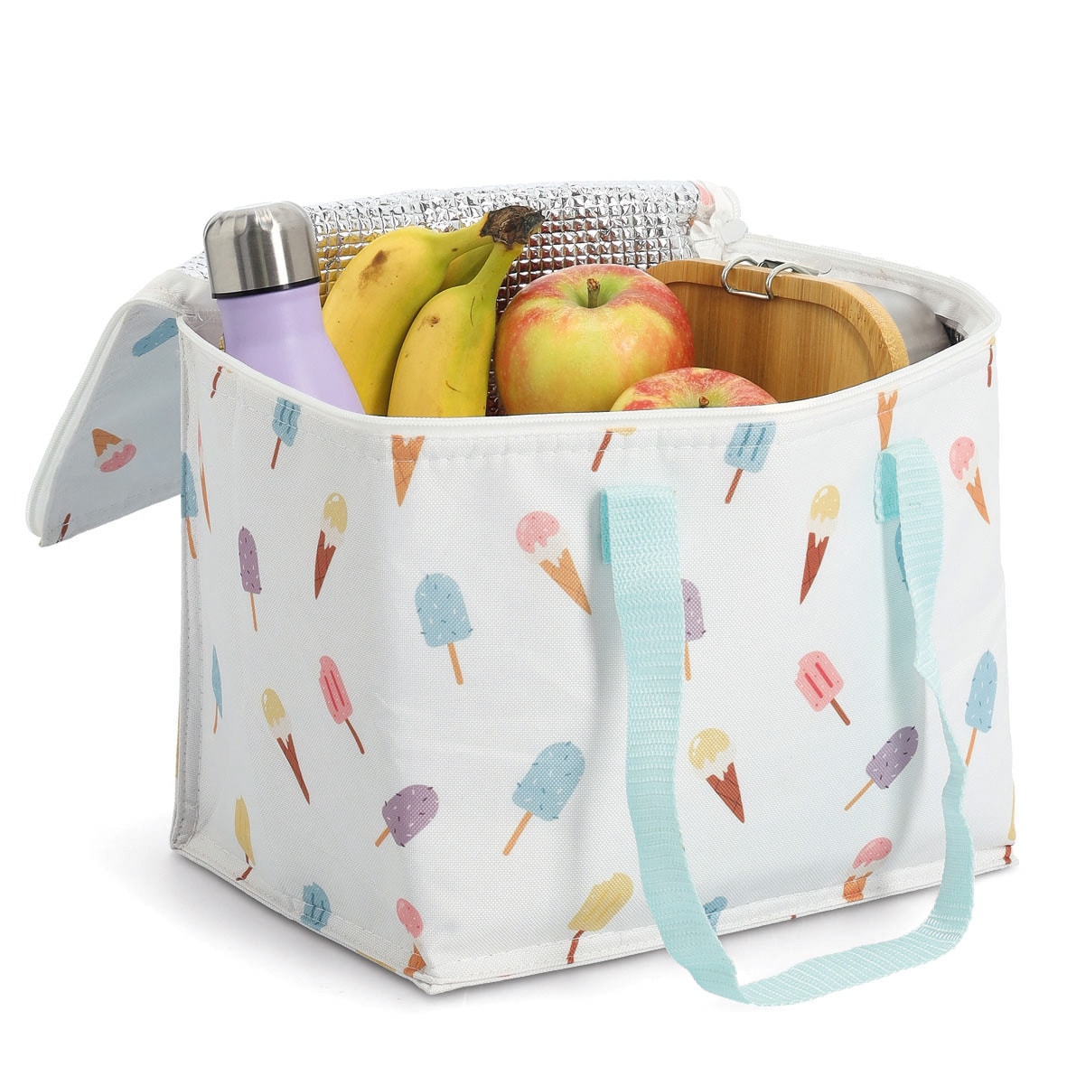 Zeller Present Kühltasche »Geschenkset 3tlg. "Ice cream" weiß« Kühltasche ca. 26x20x22, Platzset ca. 45x30, Trinkglas 500 ml