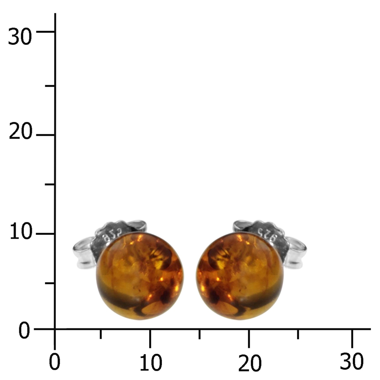 OSTSEE-SCHMUCK Paar Ohrstecker »- Klassisch 8 mm - Silber 925/000 - Bernstein«