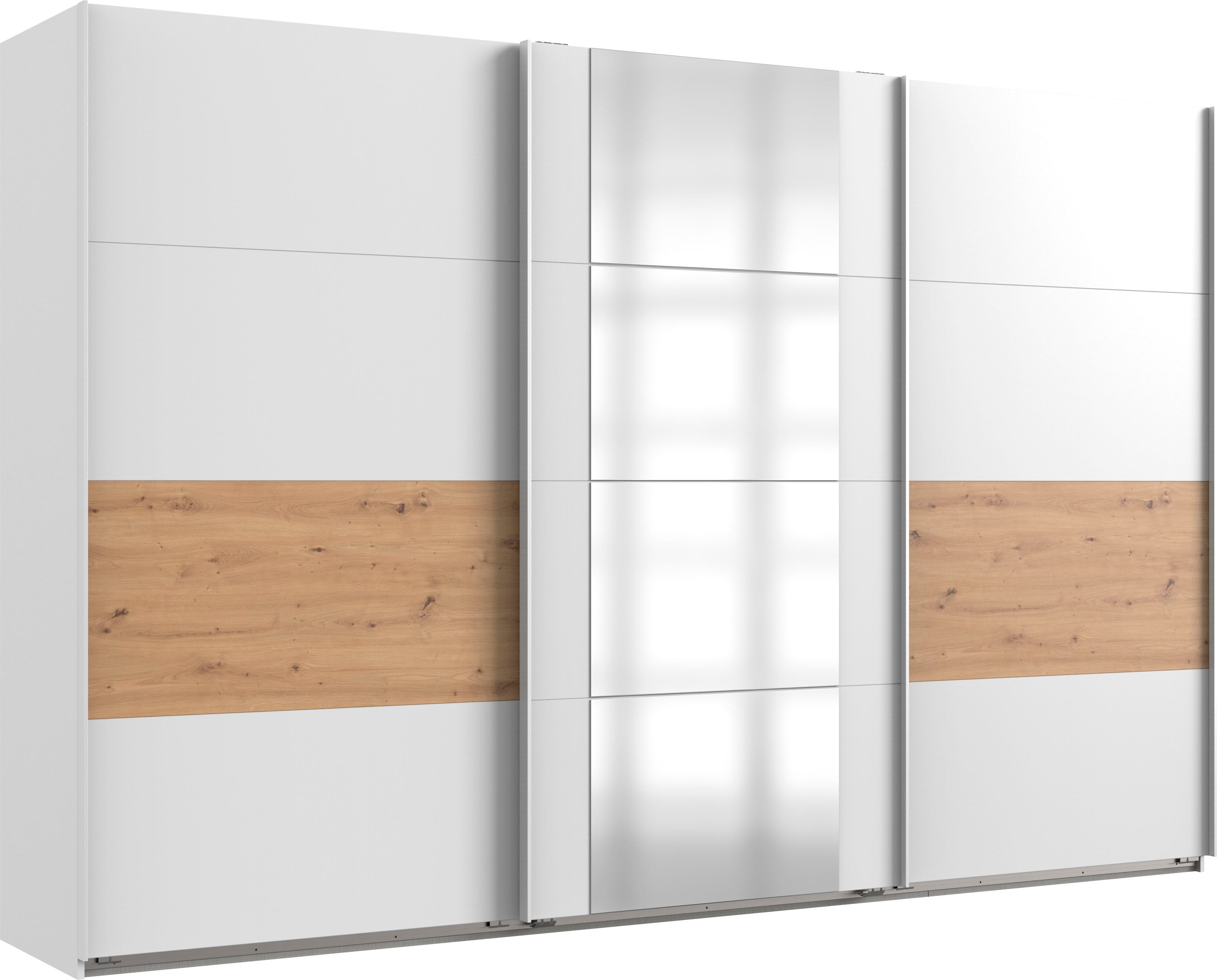 Wimex Schwebetürenschrank "Barmbek Schlafzimmerschrank Garderobenschrank" Kleiderschrank mit 2 Stoffboxen und 2 zusätzlichen Böden, Spiegeltür