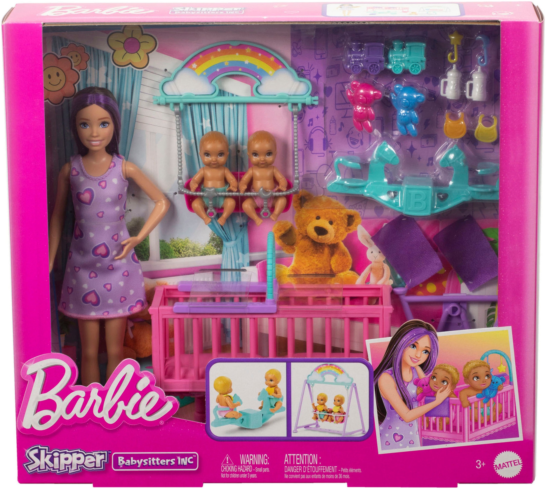 Barbie Anziehpuppe »Skipper Babysittes Inc. Zwillings-Kinderzimmer-Spielset«