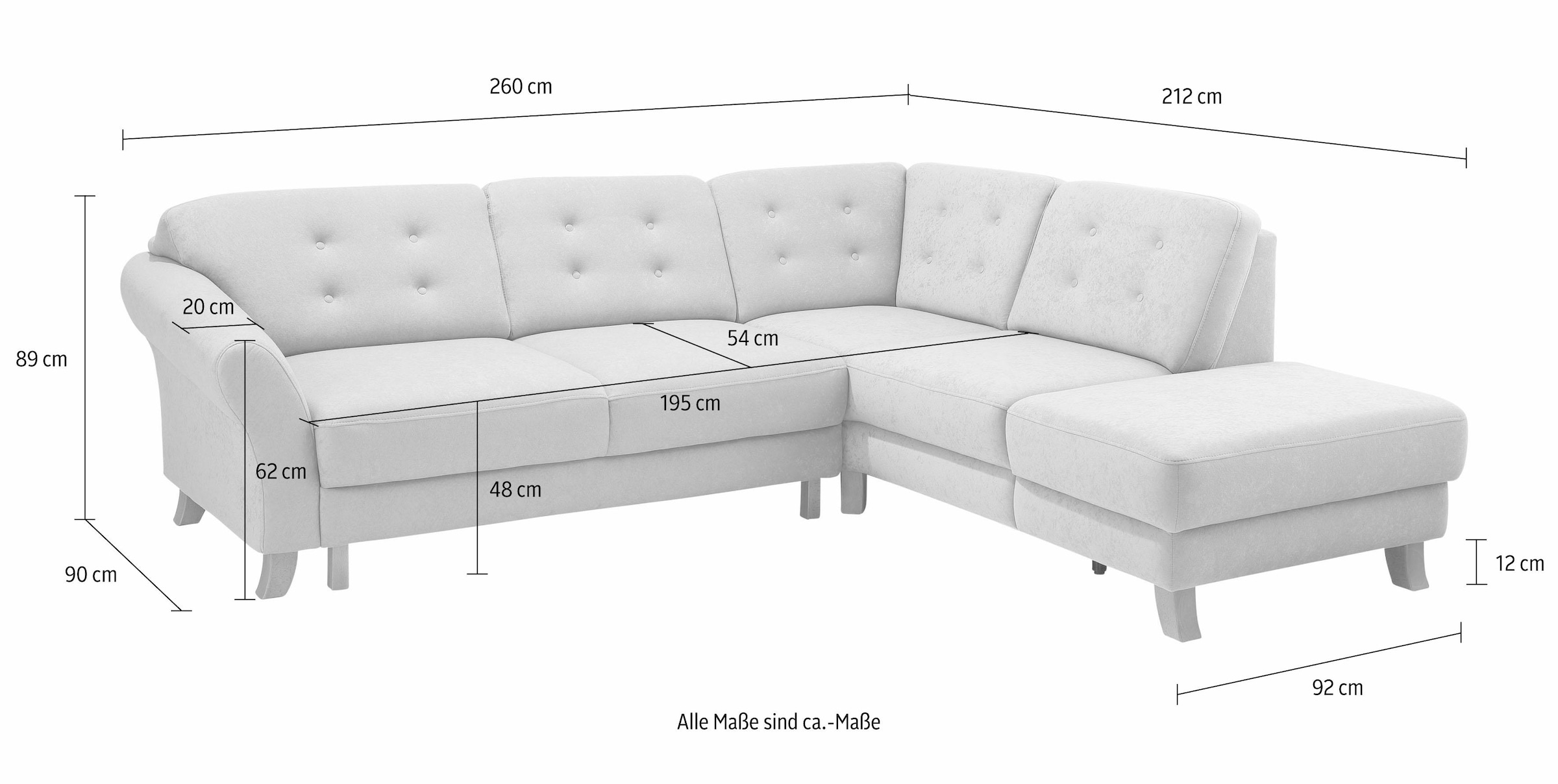 Home affaire Ecksofa »Trondheim L-Form«, mit Federkern