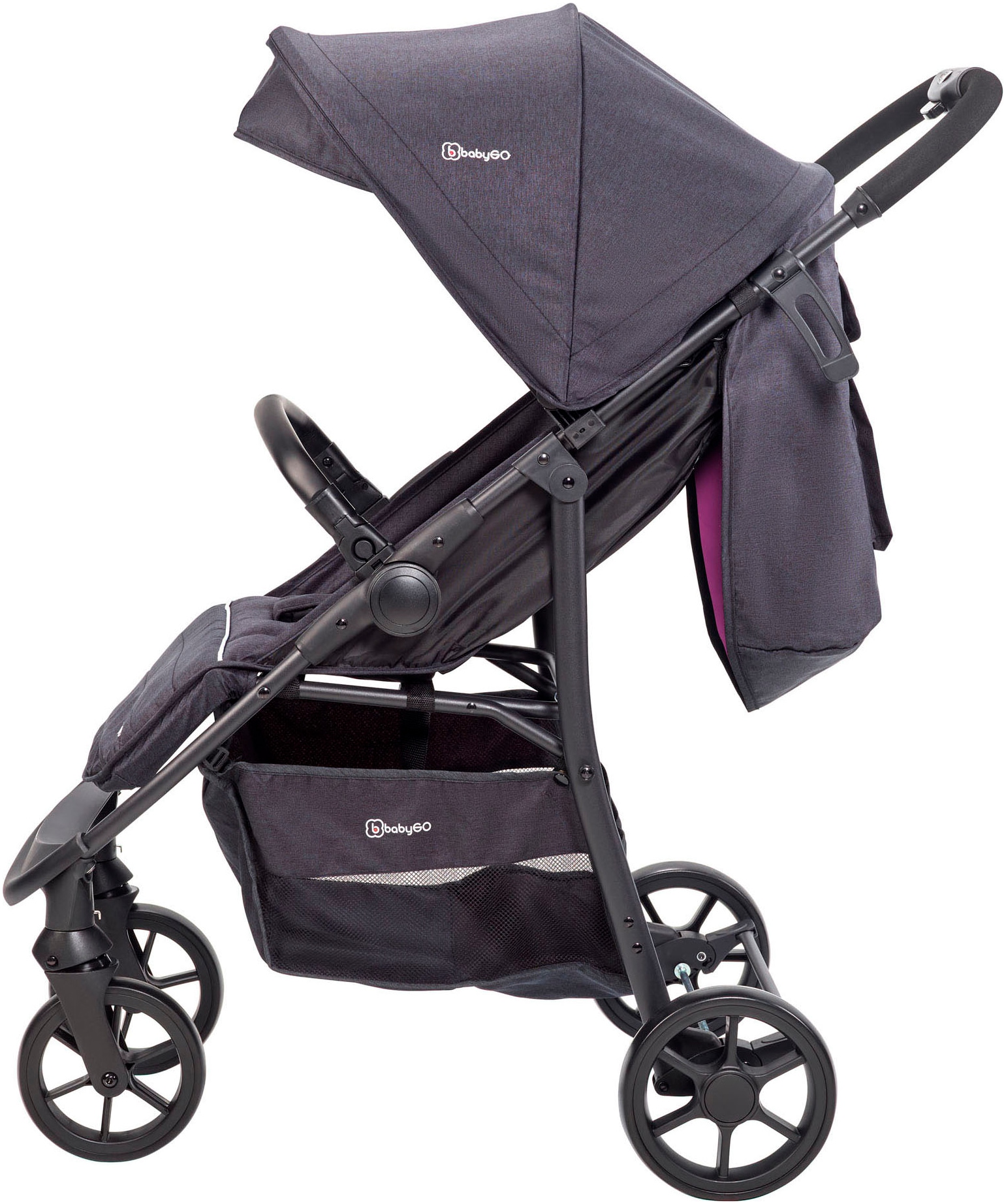 BabyGo Kombi-Kinderwagen »Style - 3in1, rosegold/black«, inkl. Babyschale mit Adaptern u. Wickeltasche