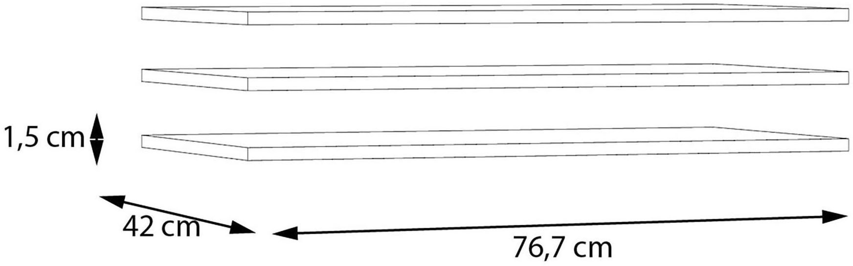 Einlegeboden FORTE, B:76,7cm H:42cm T:1,5cm, grau, Holzwerkstoff, Einlegeböden, 3er Set Einlegeboden, variable Positionierung, Textilstruktur