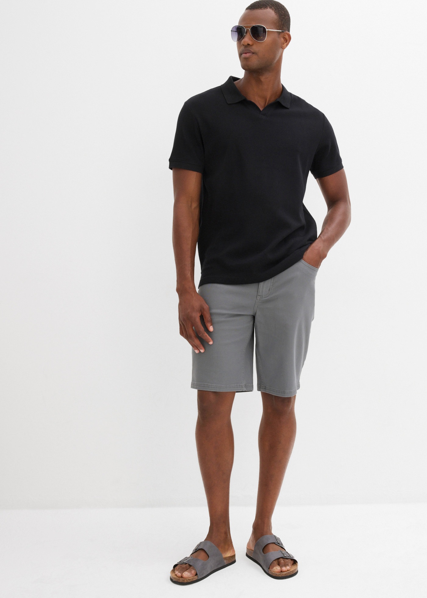 bonprix Bermudas  aus Baumwolle mit Elasthan, mit Stretchanteil, erhöhter Bund