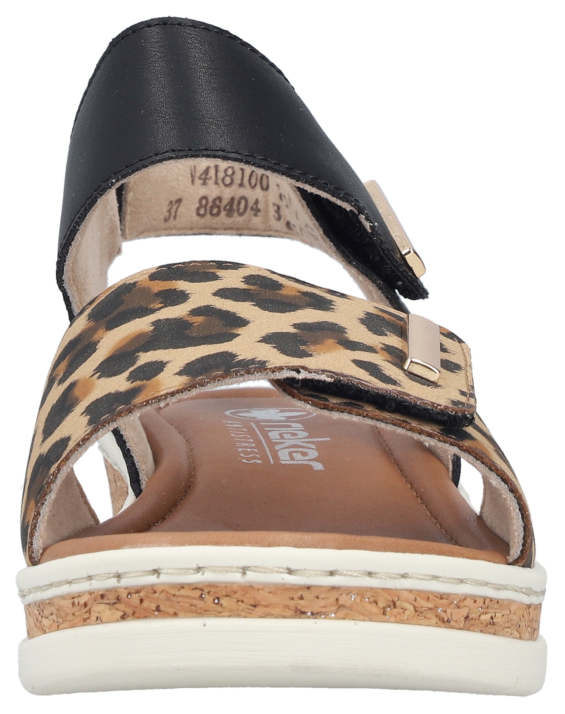 Keilsandalette RIEKER, Damen, Gr. 42, schwarz, leo, Lederimitat, Schuhe, Sommerschuh, Keilsandalette, Plateausandale mit Klett 3