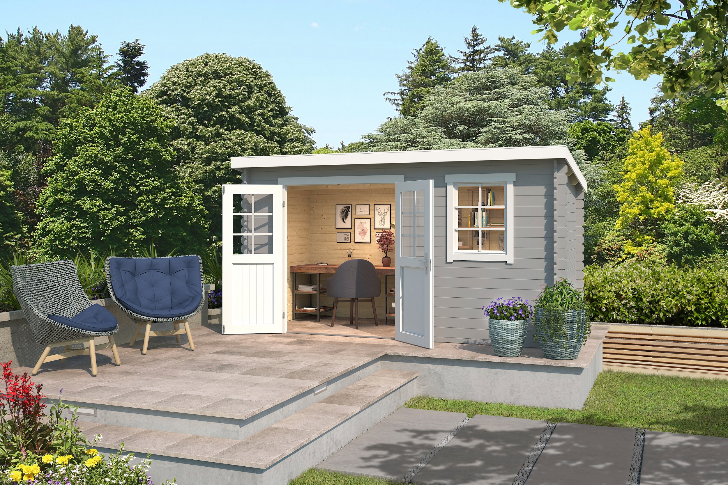 LASITA MAJA Gartenhaus "Amira 175" Blockbohlenhaus 28mm