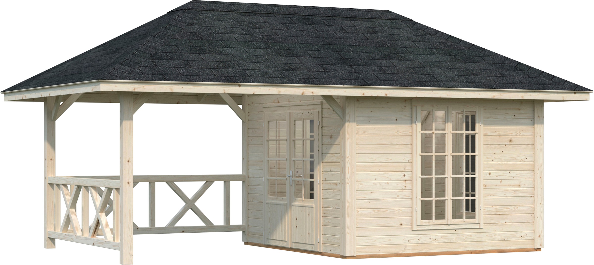 Palmako Holzpavillon "Bianca 16,6 m² Set 7", BxTxH: 588x300x323 cm