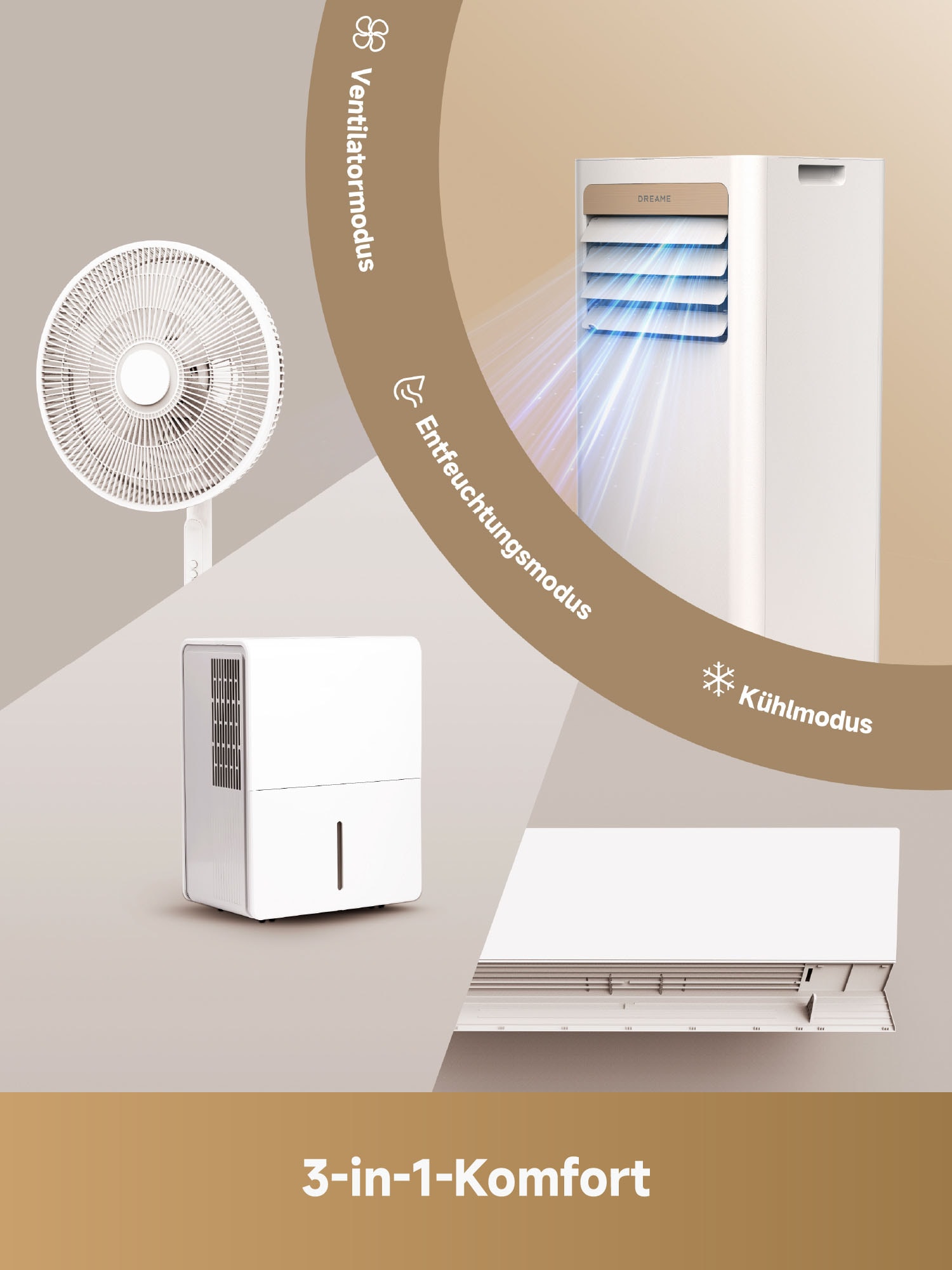 Dreame Klimagerät »P-Wind10 9k« 3in1 Kühlen/Entfeuchten/Ventilator, mobil, APP‑Steuerung, Nachtmodus