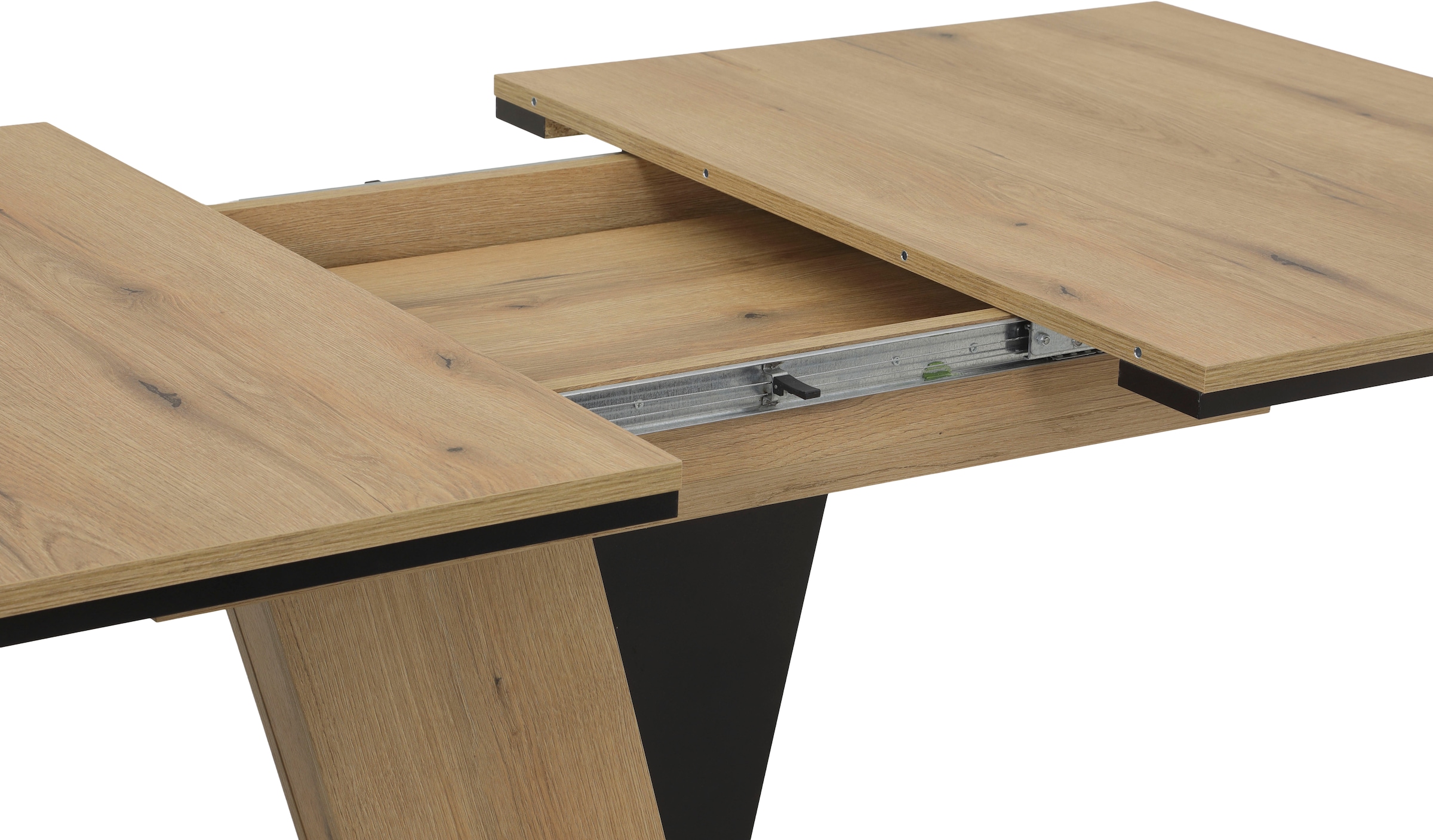 OTTO home Essgruppe »"Altona", Esstisch ausziehbar plus 6 Stühle, TOPSELLER!« Esstisch ausziehbar 140 - 180 cm, 6 Freischwinger, 7 tlg. tlg. Säulentisch 140-180x90 cm, Stuhl mit Federkorb, 140 kg belastbar