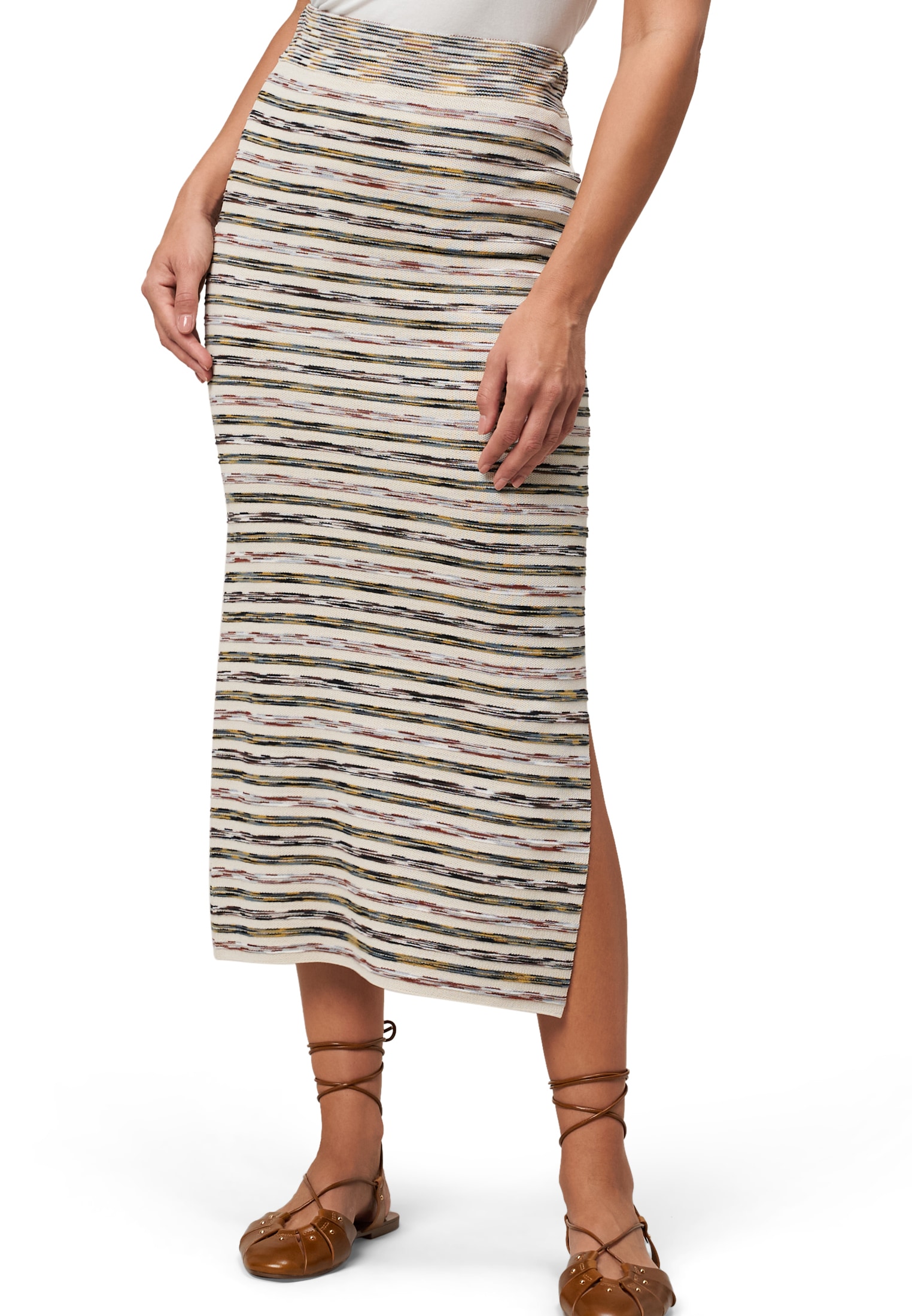 Zero Midirock "zero Damen Strickrock mit Streifen", Plain/ohne Details günstig online kaufen