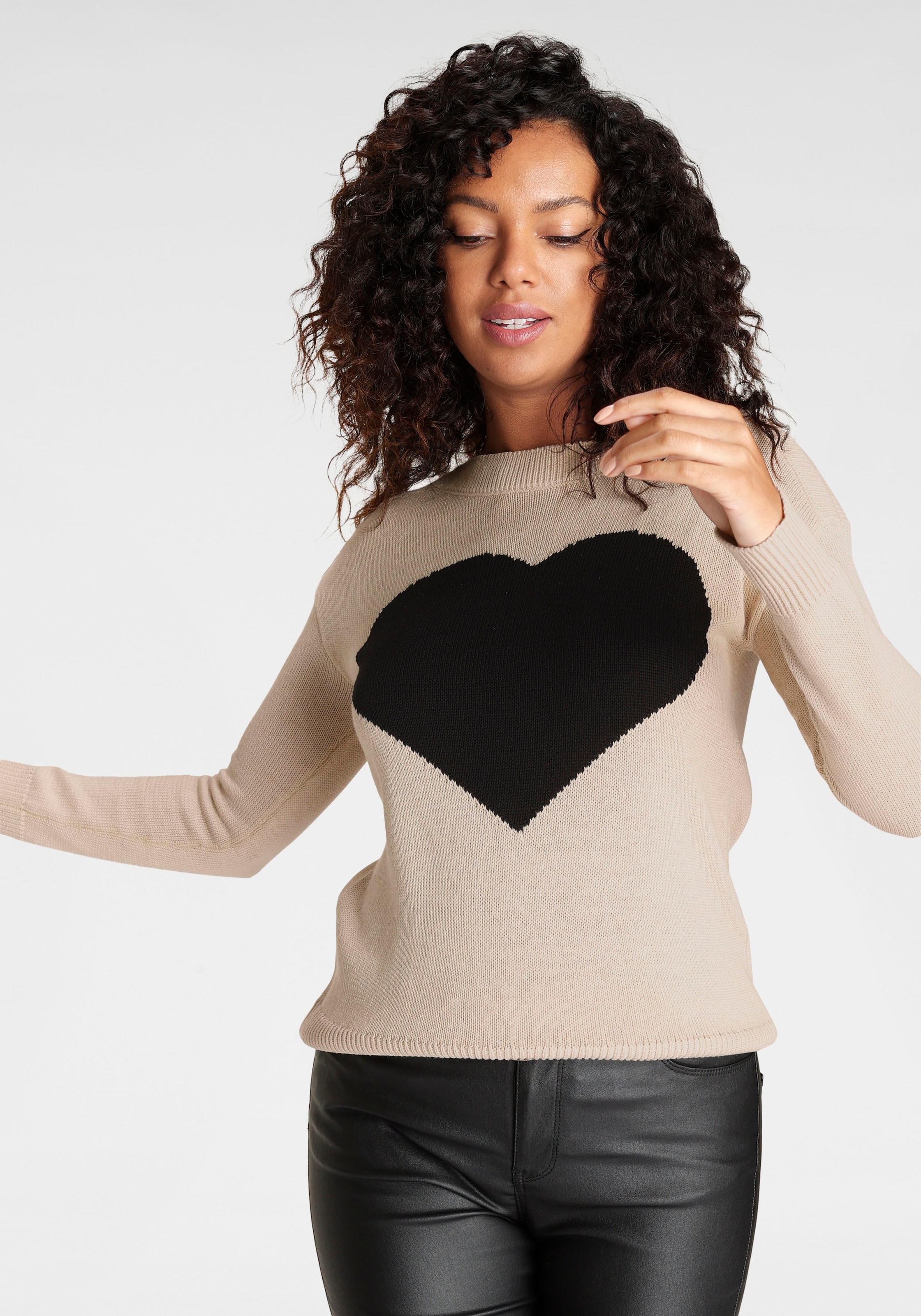 Laura Scott Strickpullover, mit Herz-Strickmuster