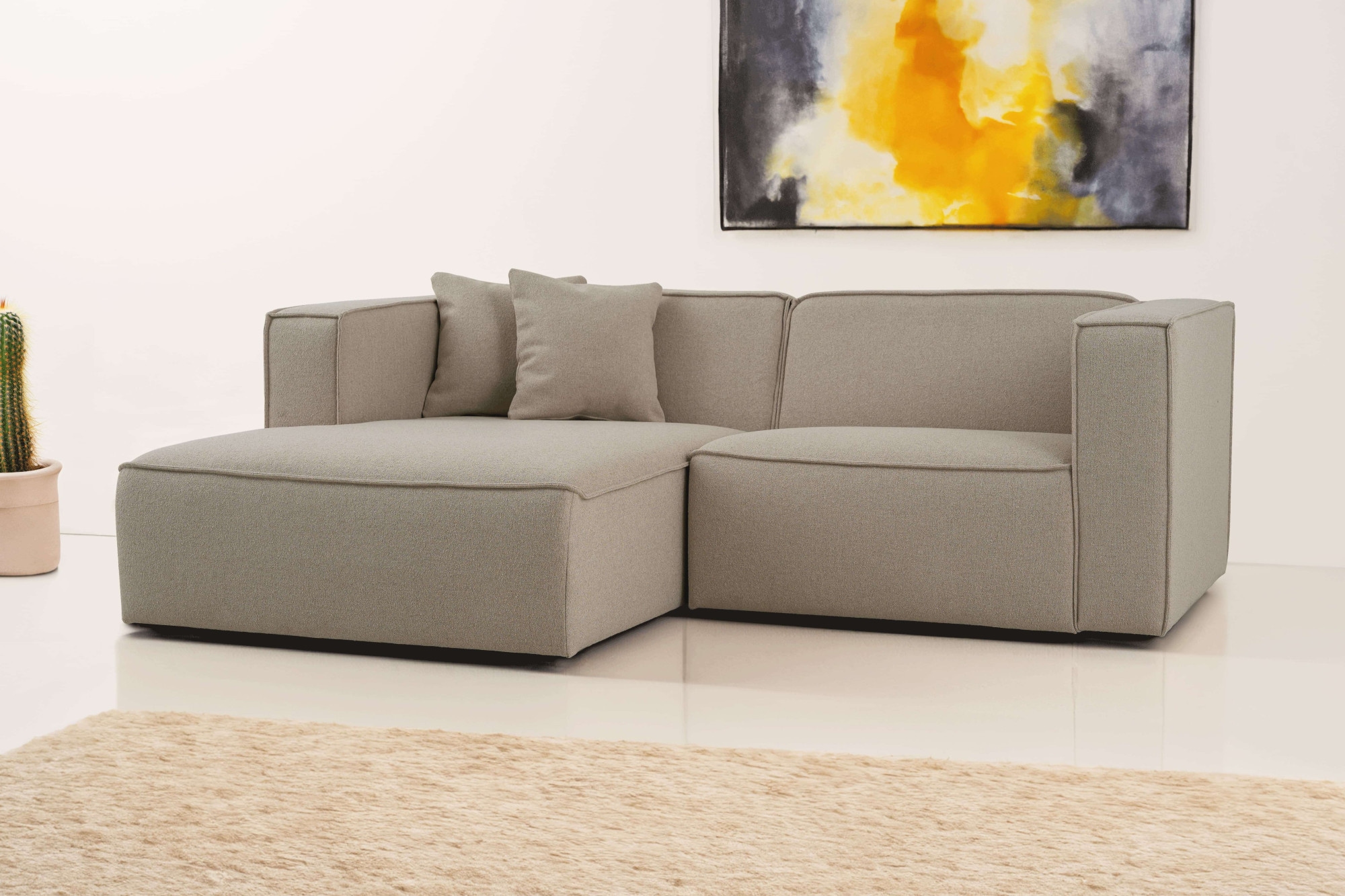 OTTO home Ecksofa »Tammie« Breite 222 cm, Webstoff fein, bodentief, mit Wellenunterfederung