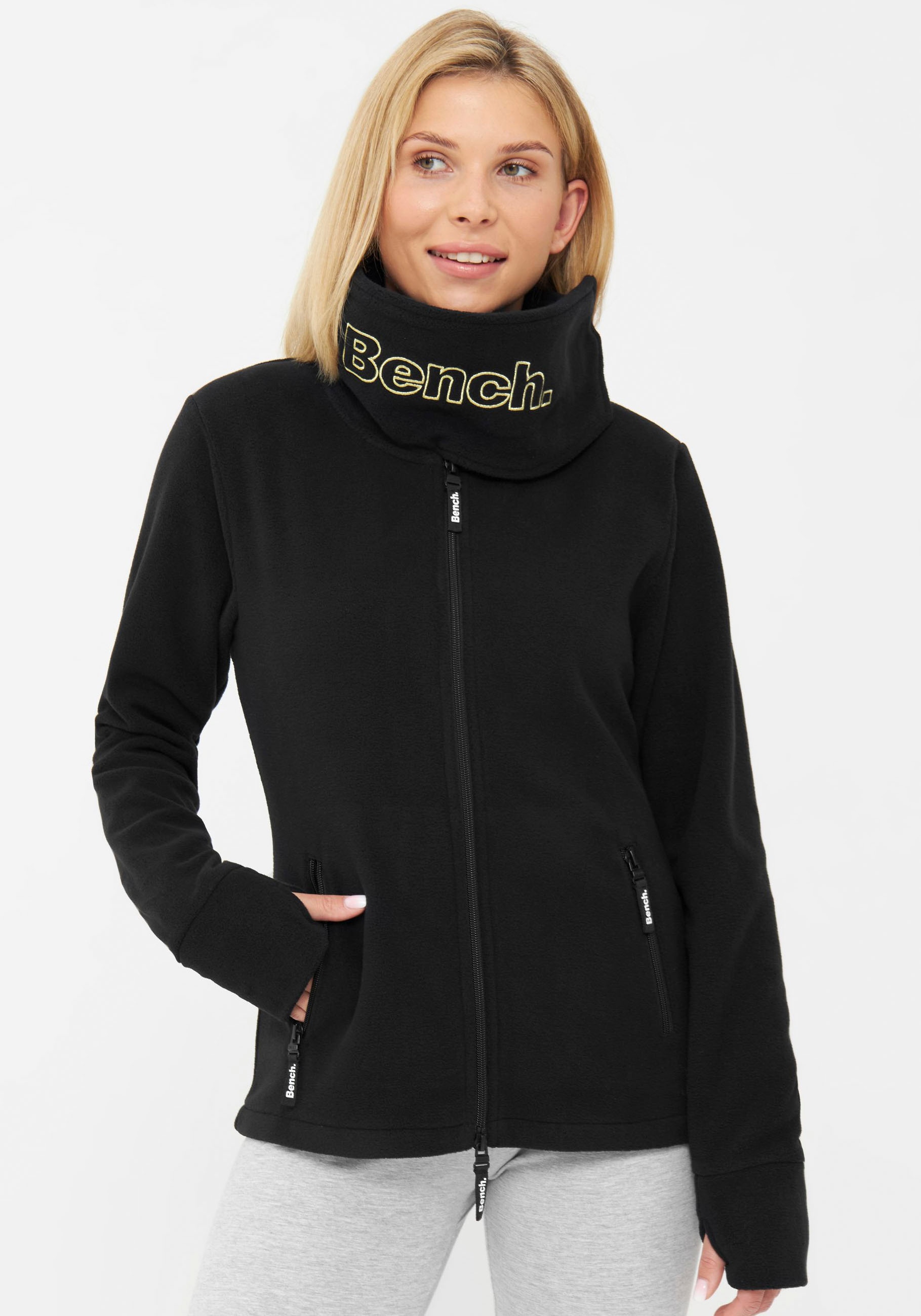 Bench. Fleecejacke "FUNNEL" 1 Stk. tlg. ohne Kapuze mit Glitzerstickerei günstig online kaufen