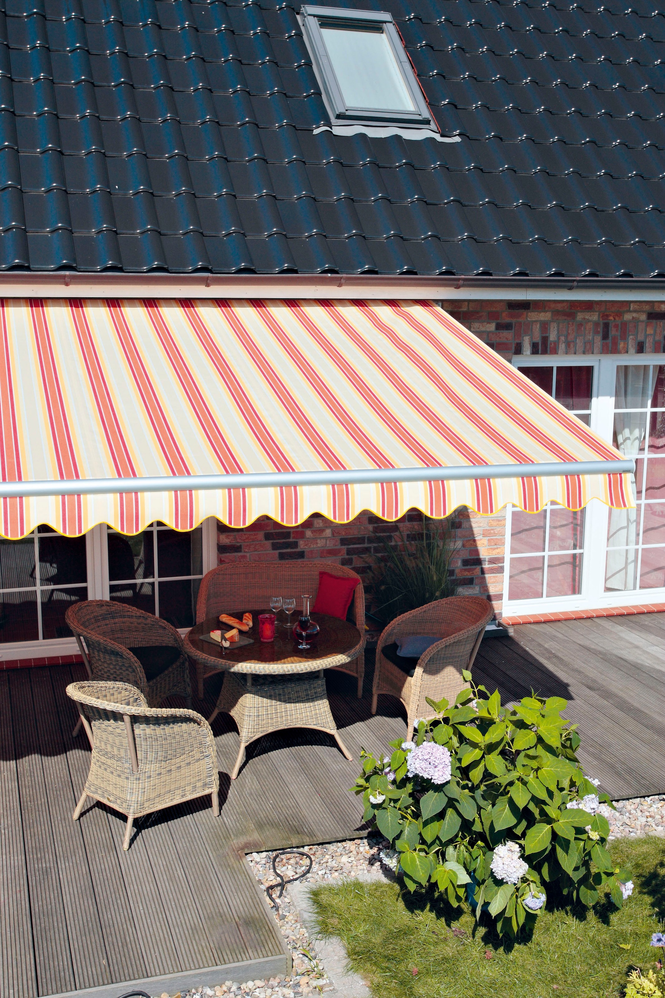 Spettmann Gelenkarmmarkise »STAR FIX«, 250 cm Breite, 200 cm Ausfall, Volant gewellt