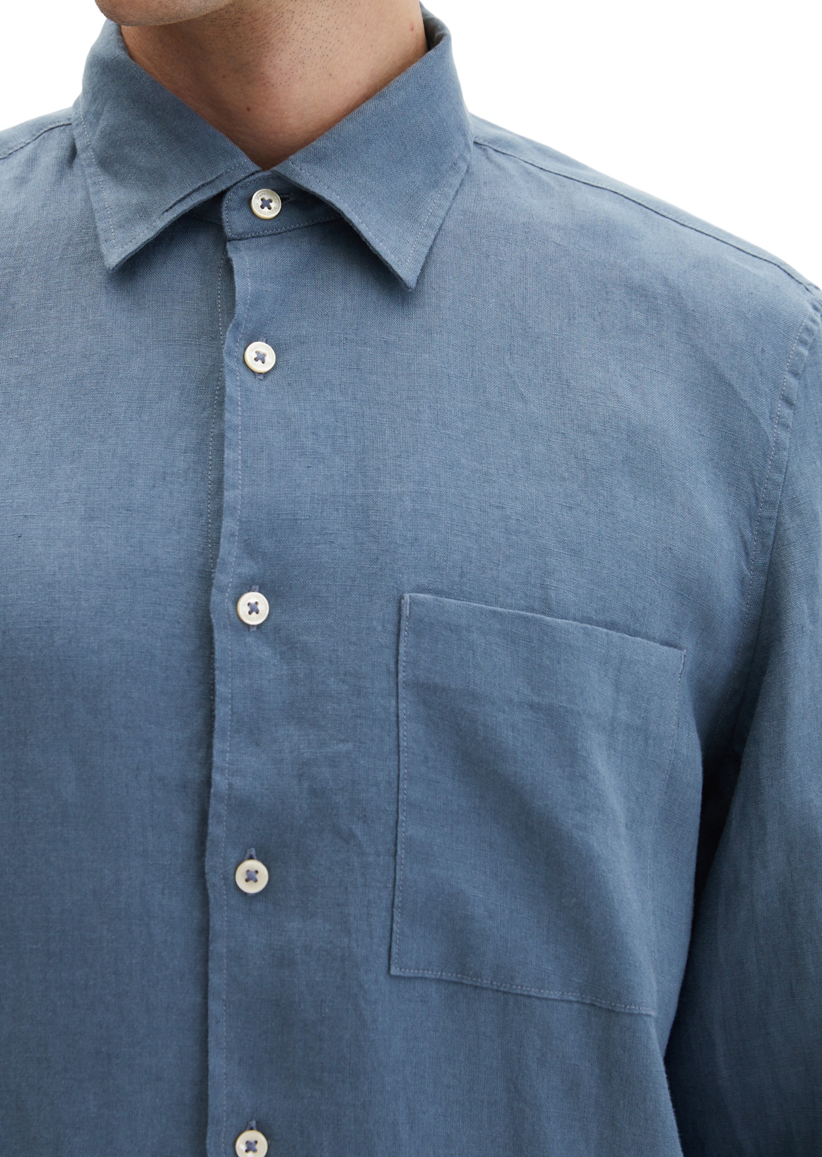 Marc O'Polo Herren Langarmhemd aus Leinen Stormy Blau Gr. S 3