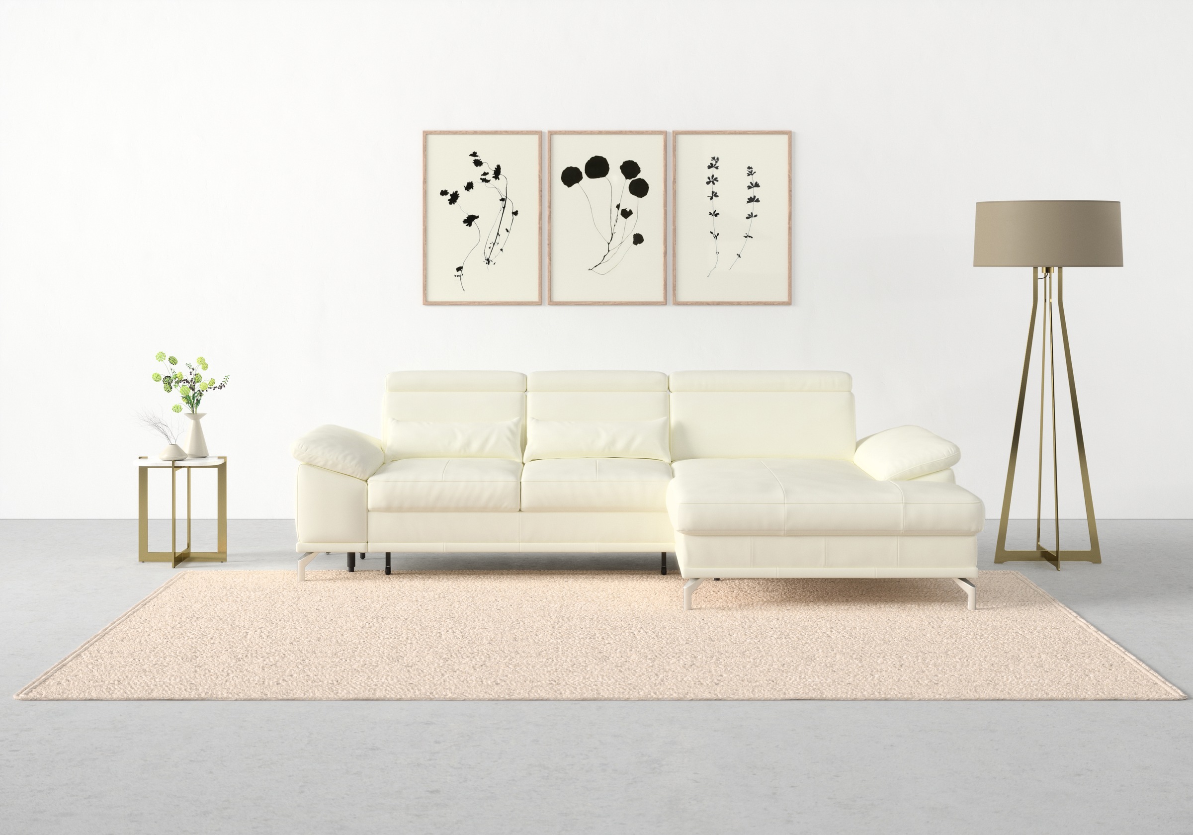 SIT & MORE Cabrio L-Form Corner Sofa Antique White 5