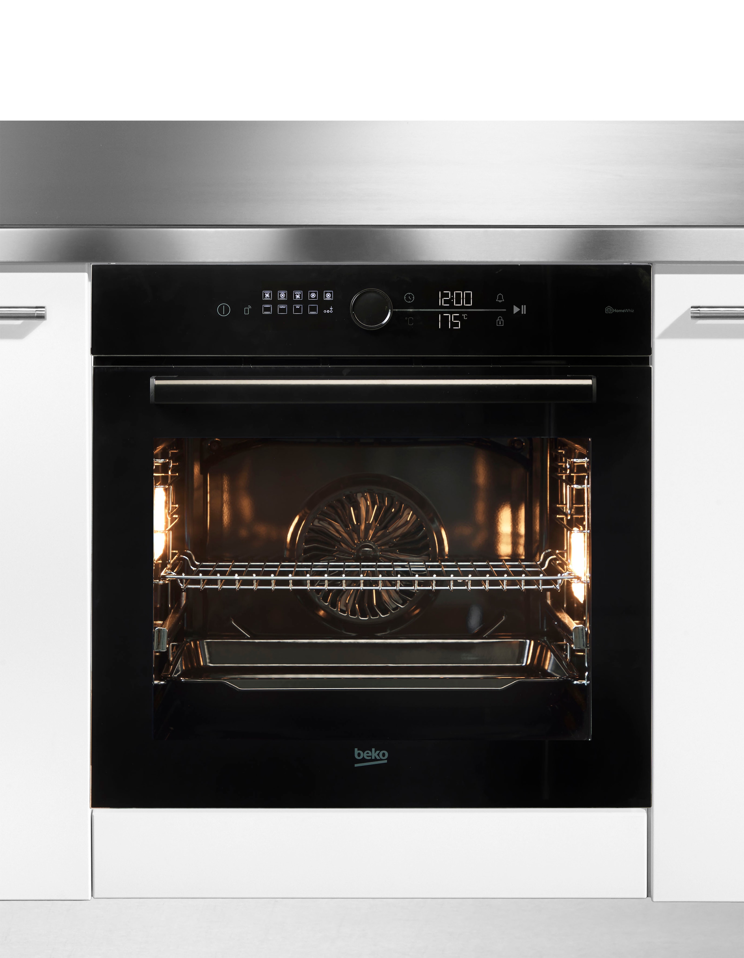 BEKO Einbaubackofen »BBIM17400BS«, BBIM17400BS, mit 1-fach-Teleskopauszug, SteamShine