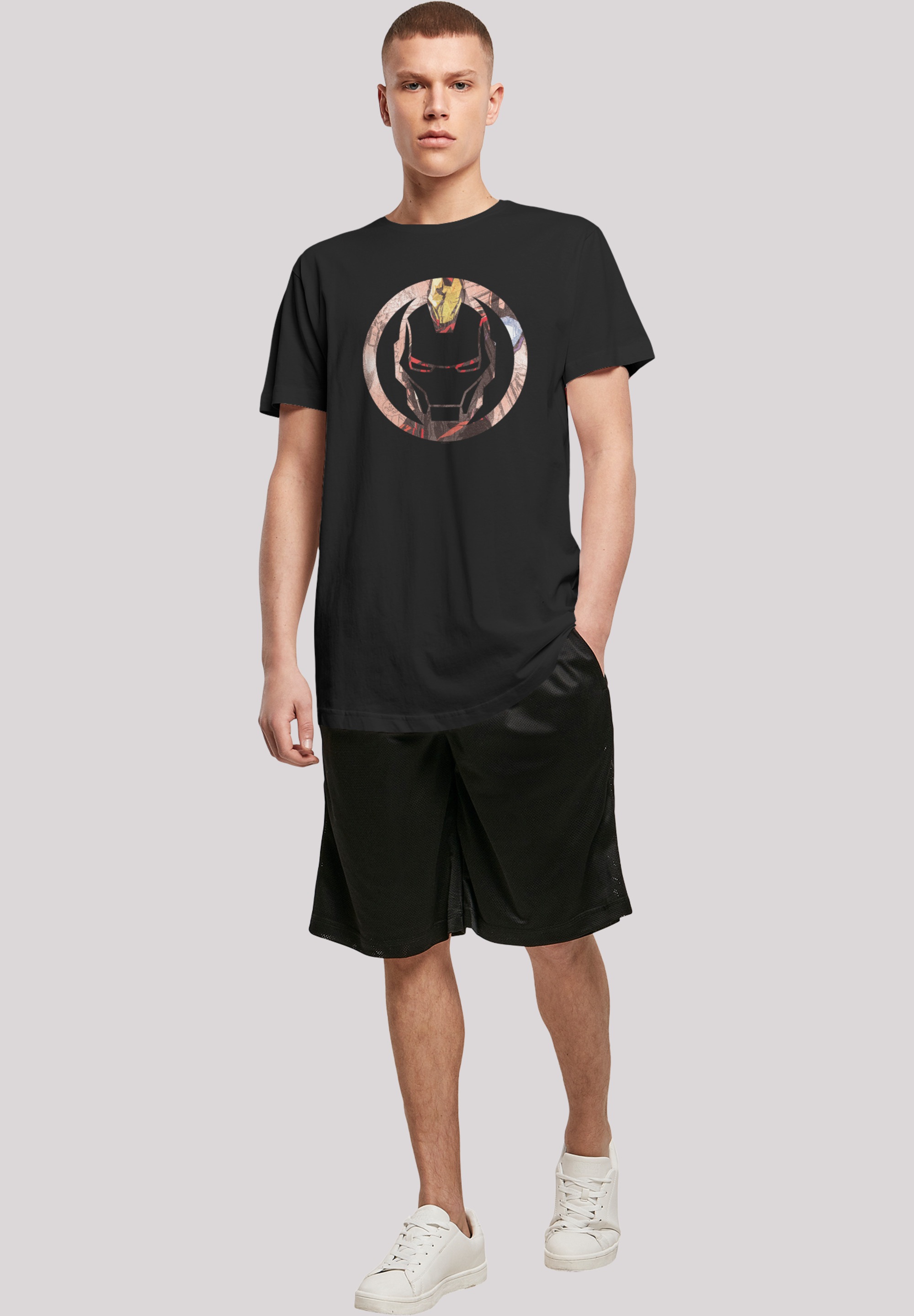 F4NT4STIC T-Shirt »Marvel Superhelden Iron Man Montage Symbol«, Herren,Premium Merch,Lang,Longshirt,Logo Print