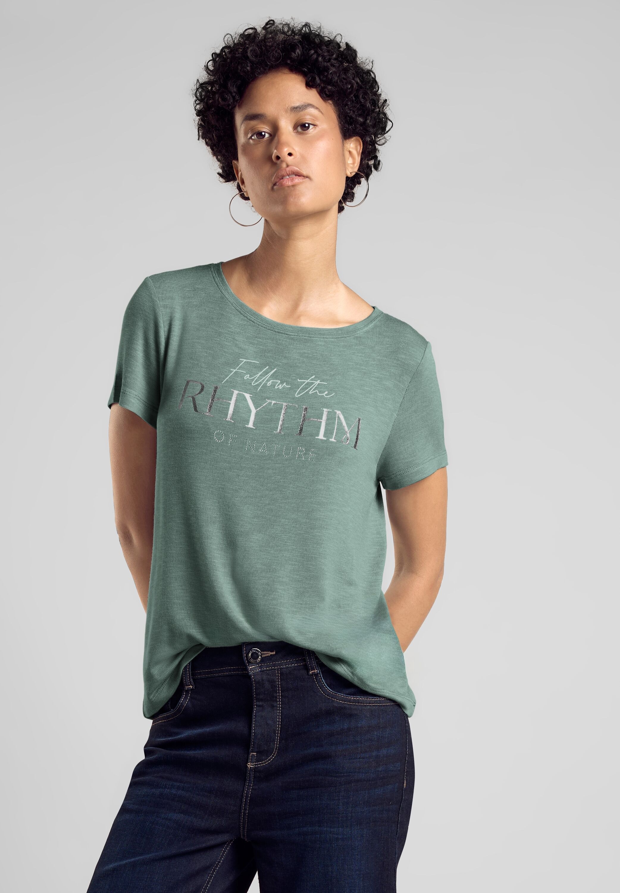 STREET ONE Rundhalsshirt »RHYTHM«, mit Schriftzug