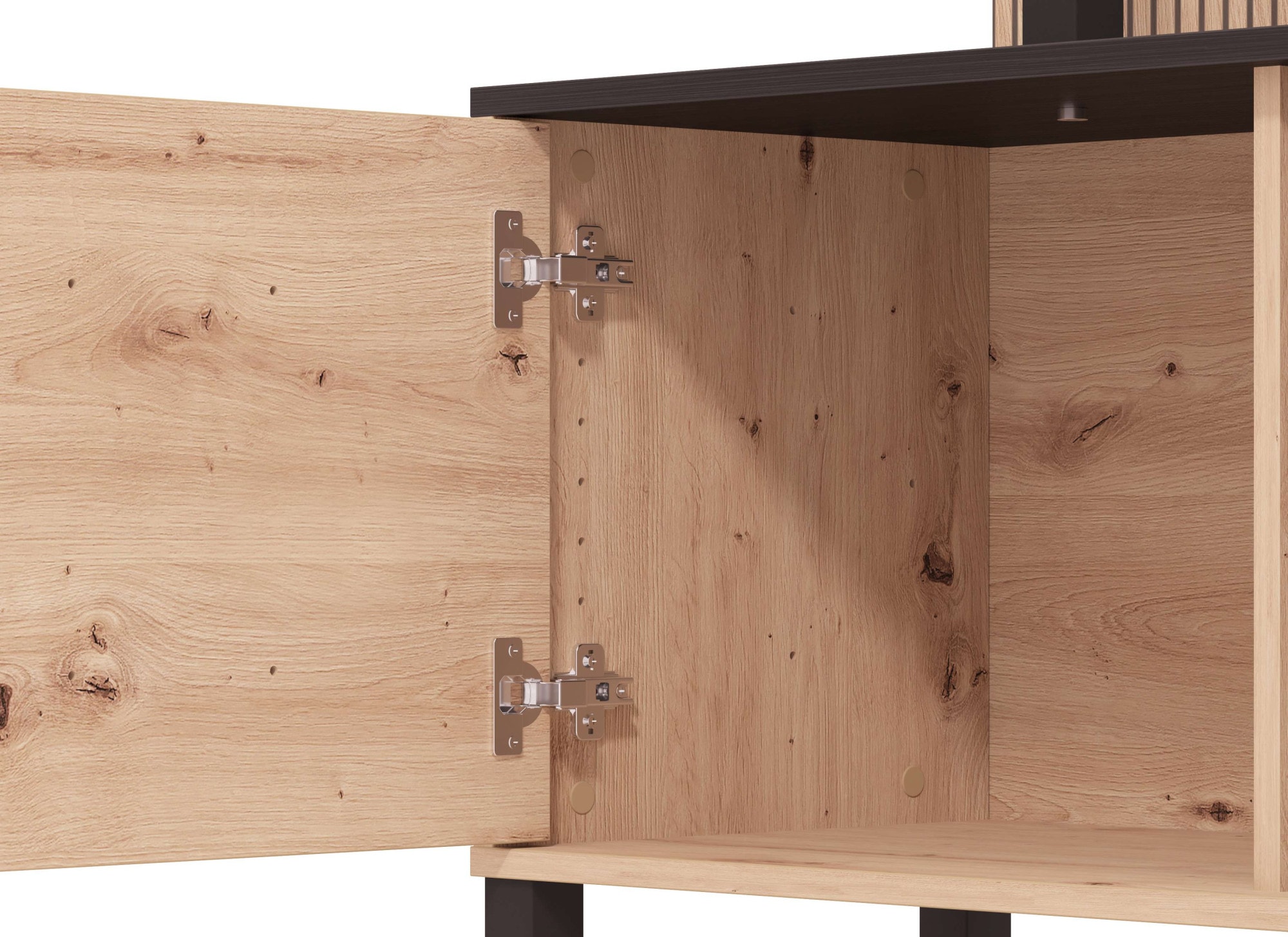 Home affaire Wohnwand »Margate inkl.TV-Board und Standregal«, 208 cm, mit dekorativen schwarzen Streifen, metallgriffe