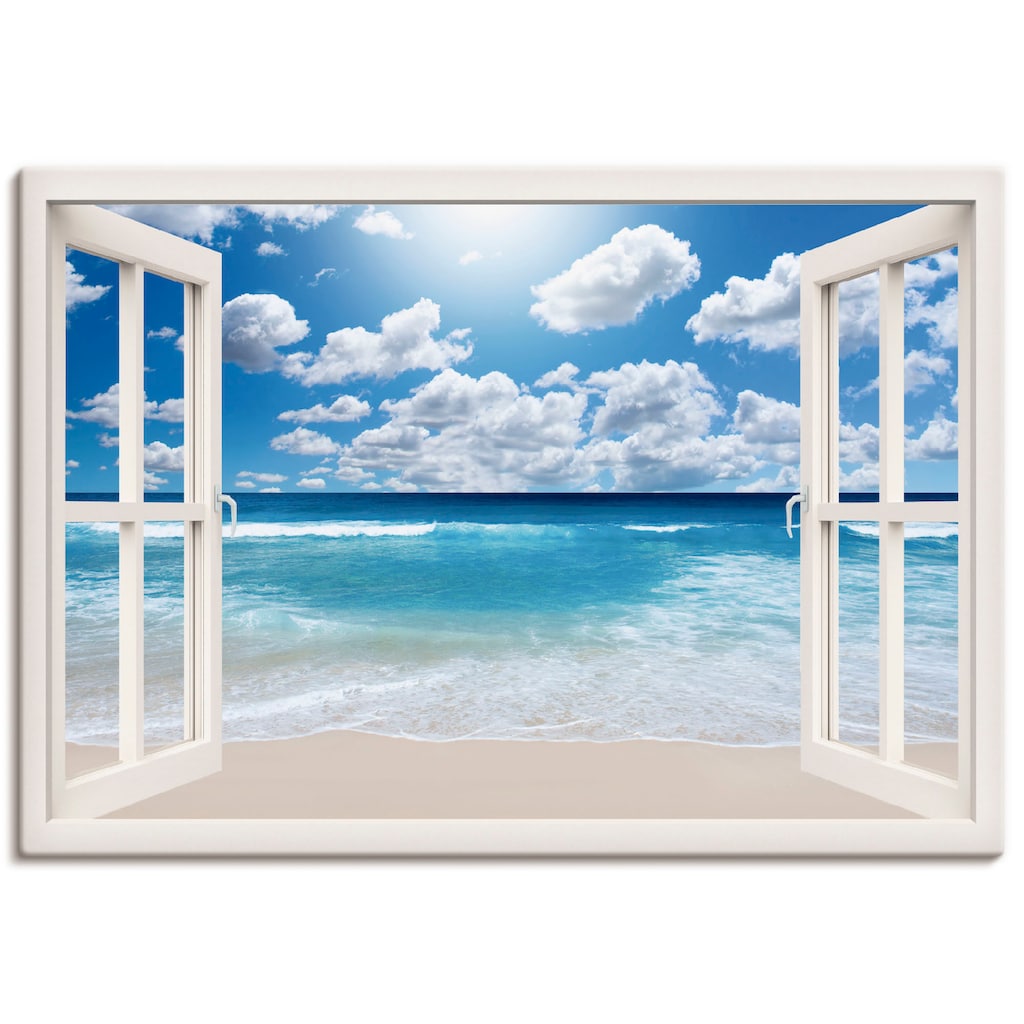 Artland Wandbild »Fensterblick Großartige Strandlandschaft«, Fensterblick, (1 St.)