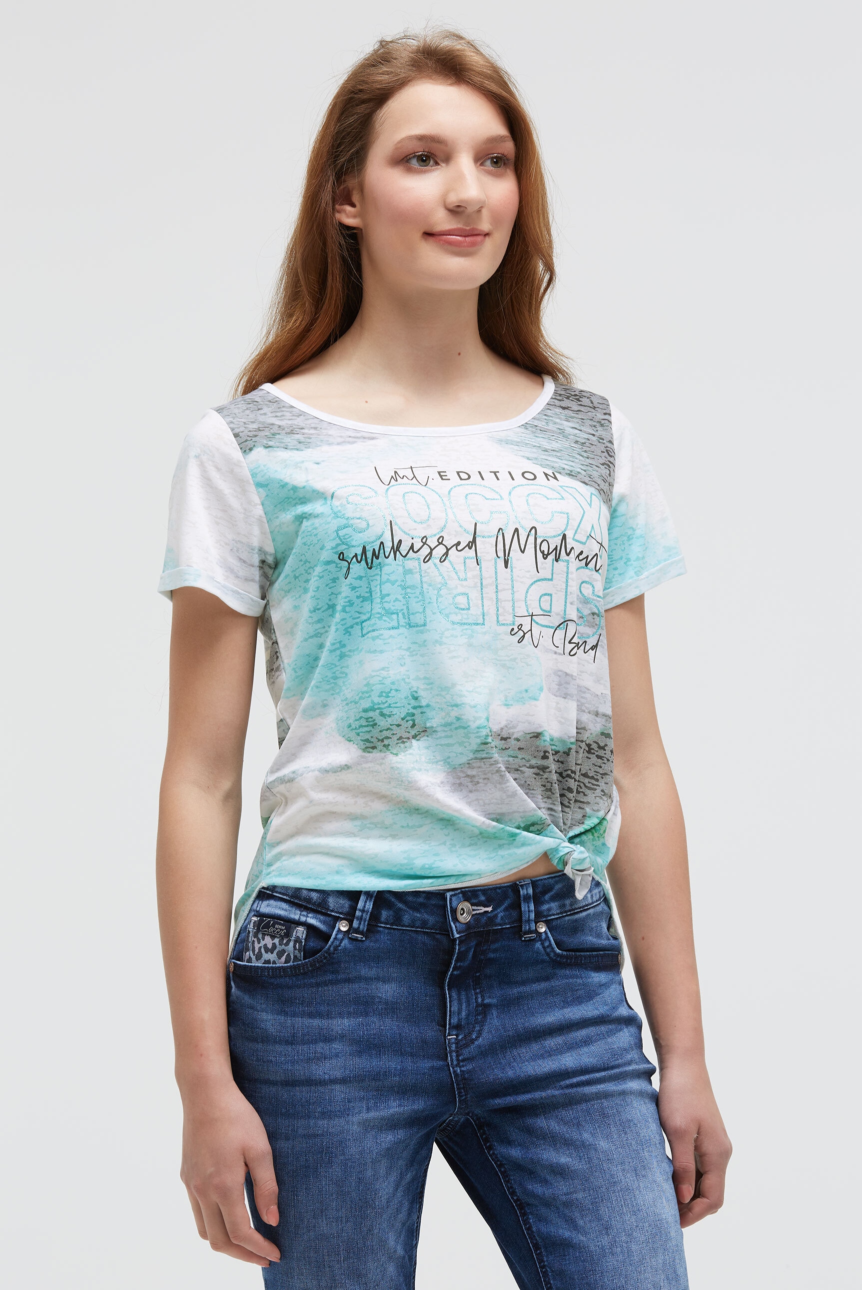 SOCCX Rundhalsshirt, mit Turn-Up-Ärmel