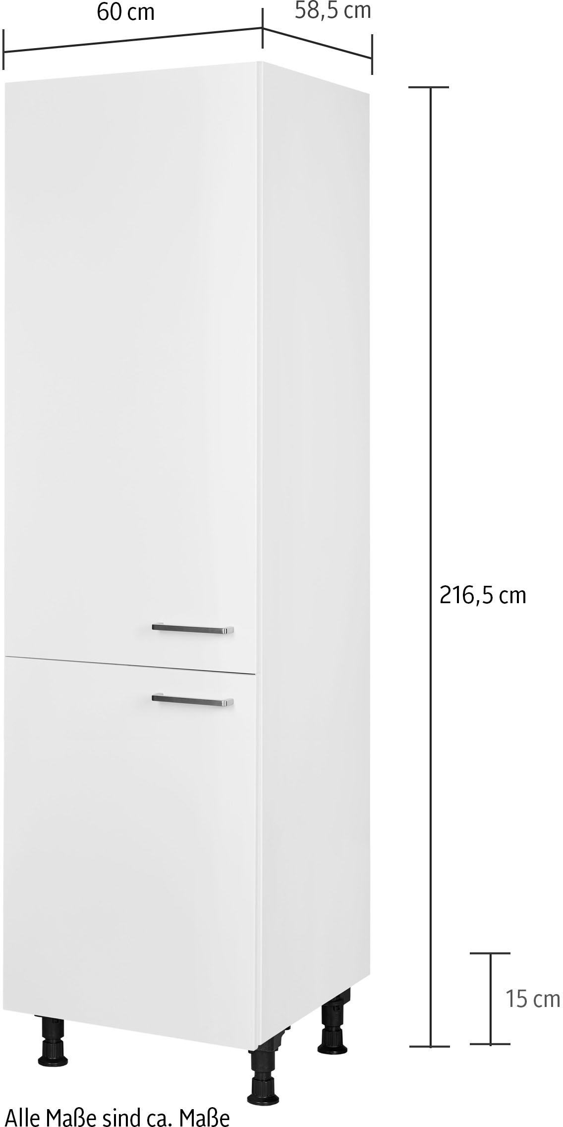 nobilia® Kühlmodul »"Touch", für ein Kühl- und Gefrierschrank, Ausrichtung wählbar«, vormontiert, Ausrichtung wählbar, Breite/Höhe: 60/216,6 cm