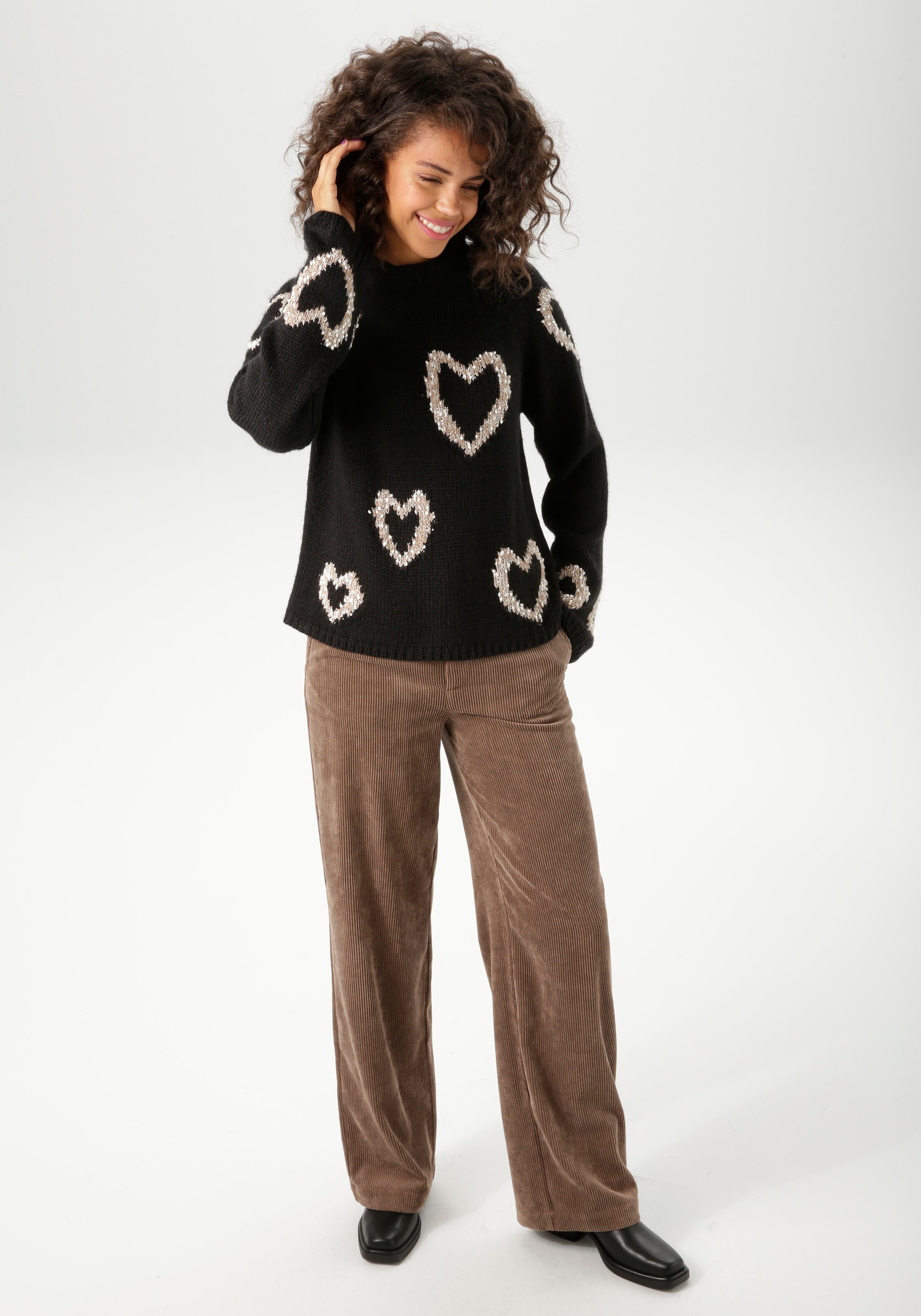 Aniston CASUAL Strickpullover, mit eingestrickten Herzen - NEUE KOLLEKTION