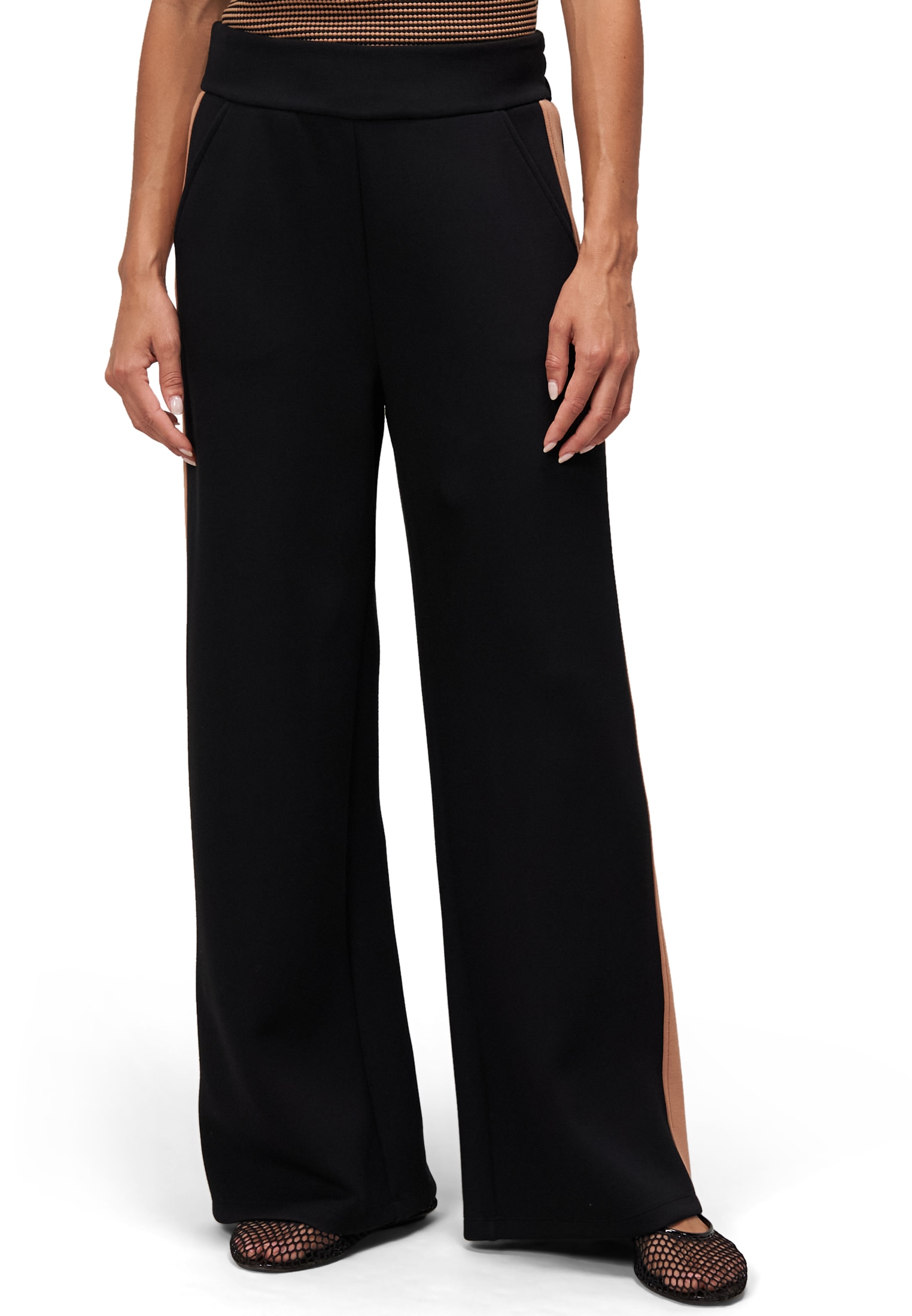 Zero Stoffhose "Damen mit Kontraststreifen 30 Inch" Plain/ohne Details günstig online kaufen