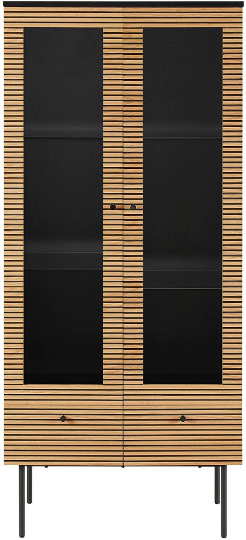 SalesFever Vitrine "Torsby Designer Vitrine in edler Optik", Eiche Echtholz günstig online kaufen