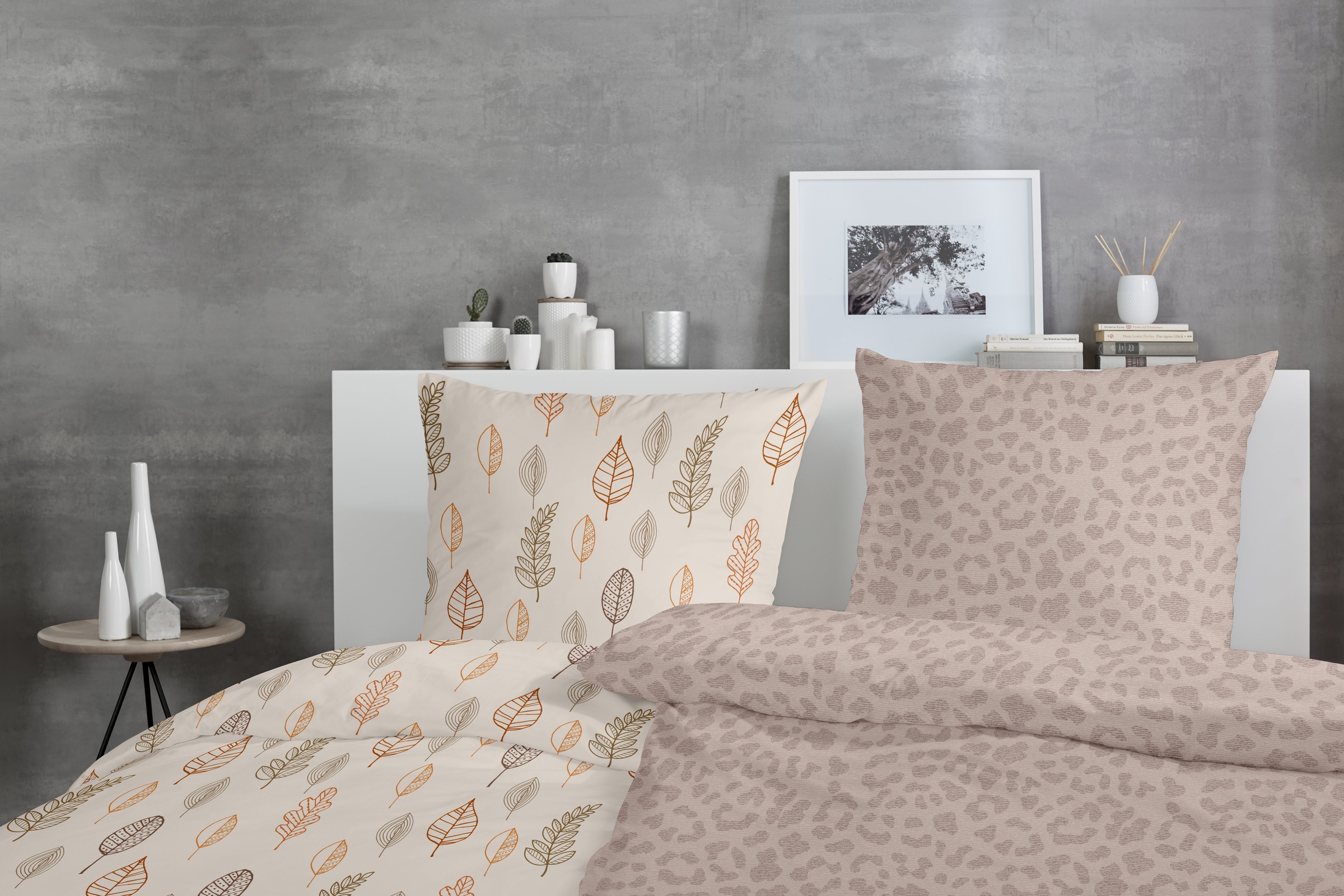 Thumbnail - Primera Bettwäsche "Biber-Bettwäsche Leo" 2 Stk. mit dezentem Leo-Design