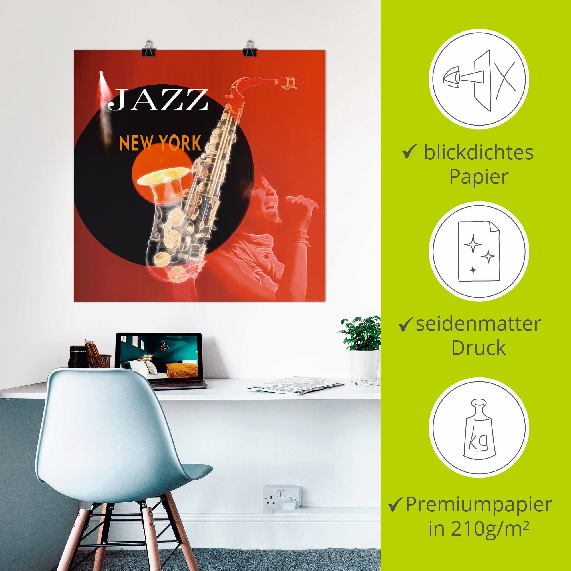 Artland Wandbild »Musik abstrakte Collage«, Instrumente, (1 St.), als Leinwandbild, Poster in verschied. Größen