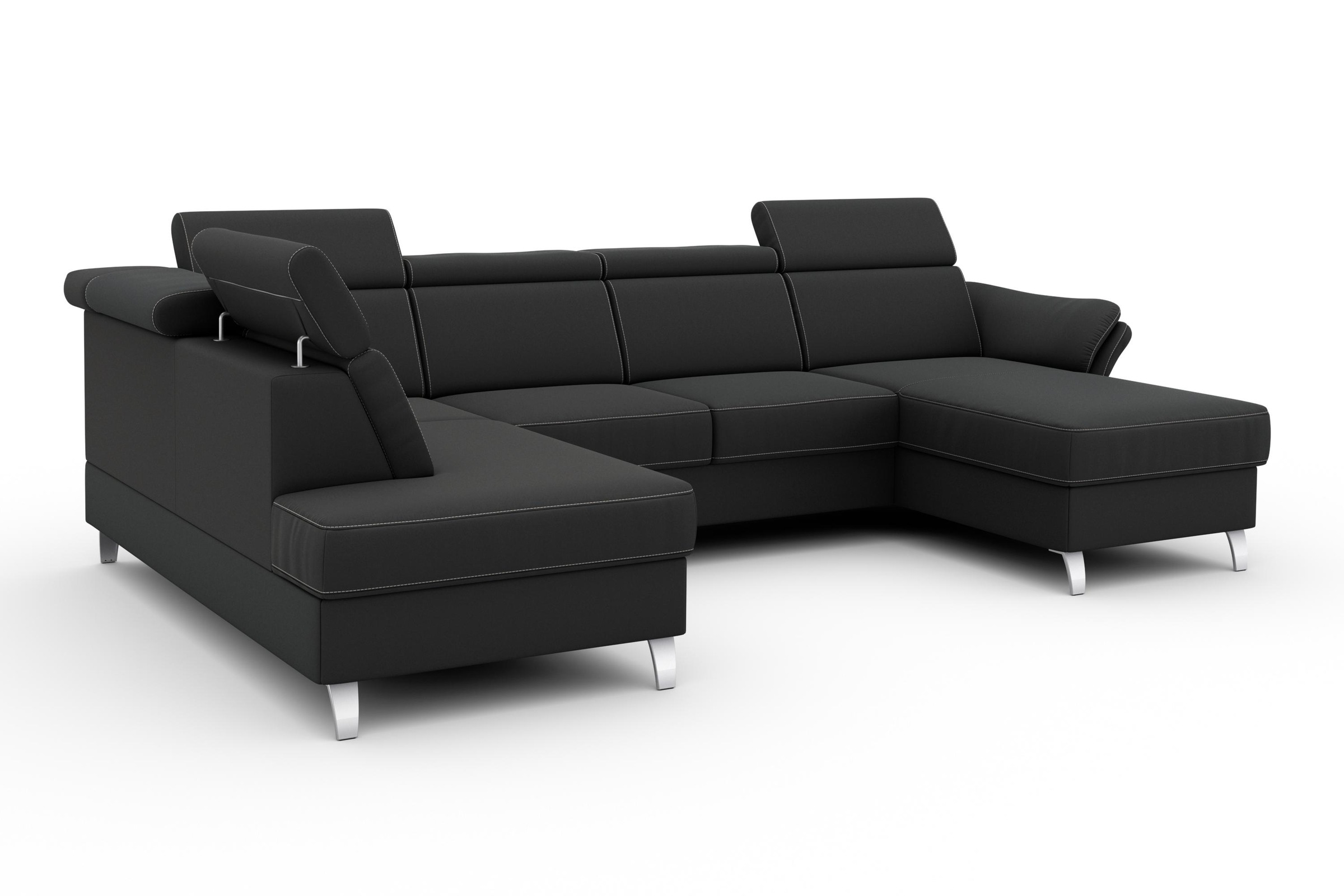 sit&more Wohnlandschaft »Vincenzo U-Form« inklusive Kopfteilverstellung, wahlweise mit Bettfunktion, Bettkasten