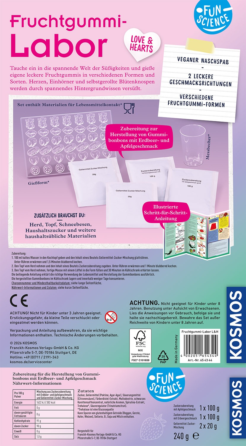 Kosmos Experimentierkasten »Fun Science Fruchtgummi Labor Love & Hearts« Made in Germany