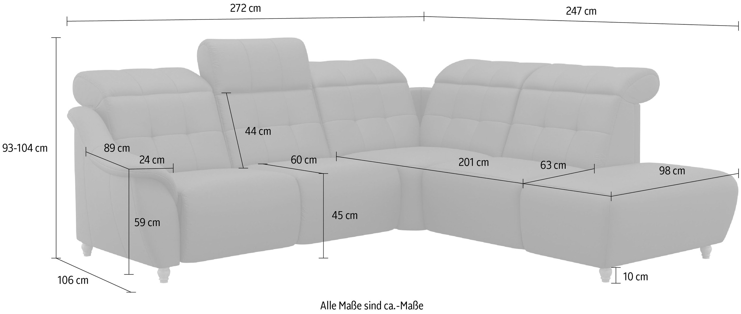 Home affaire Ecksofa »Boston L-Form«, Kopfteilverstellung an jeder Sitzfläche, wahlweise Relaxfunktion