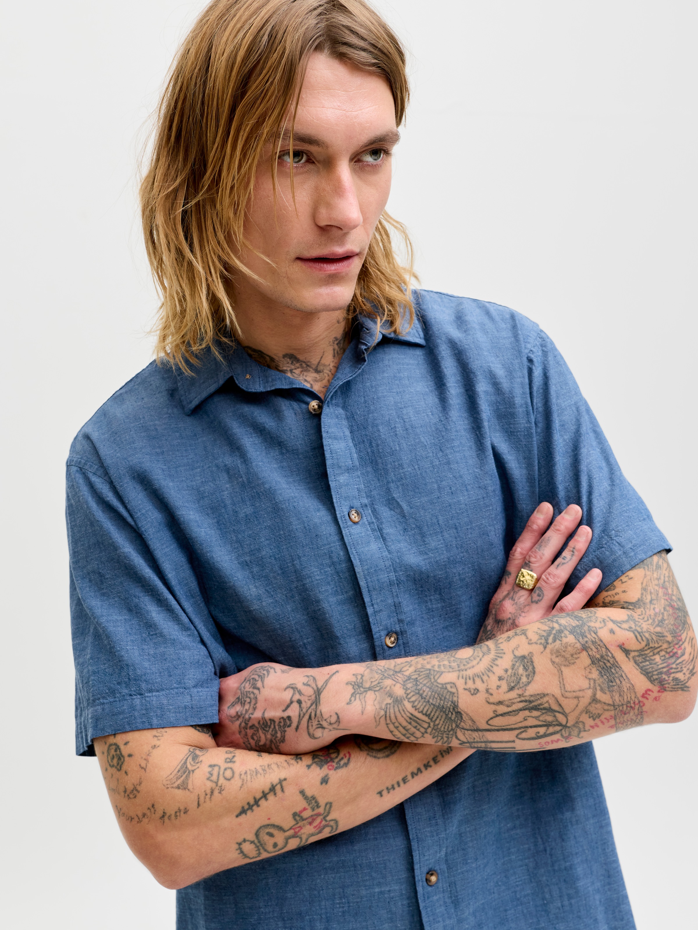 Jack & Jones Kurzarmhemd "JJESUMMER LINEN BLEND SHIRT S/S SN" Baumwolle mit günstig online kaufen