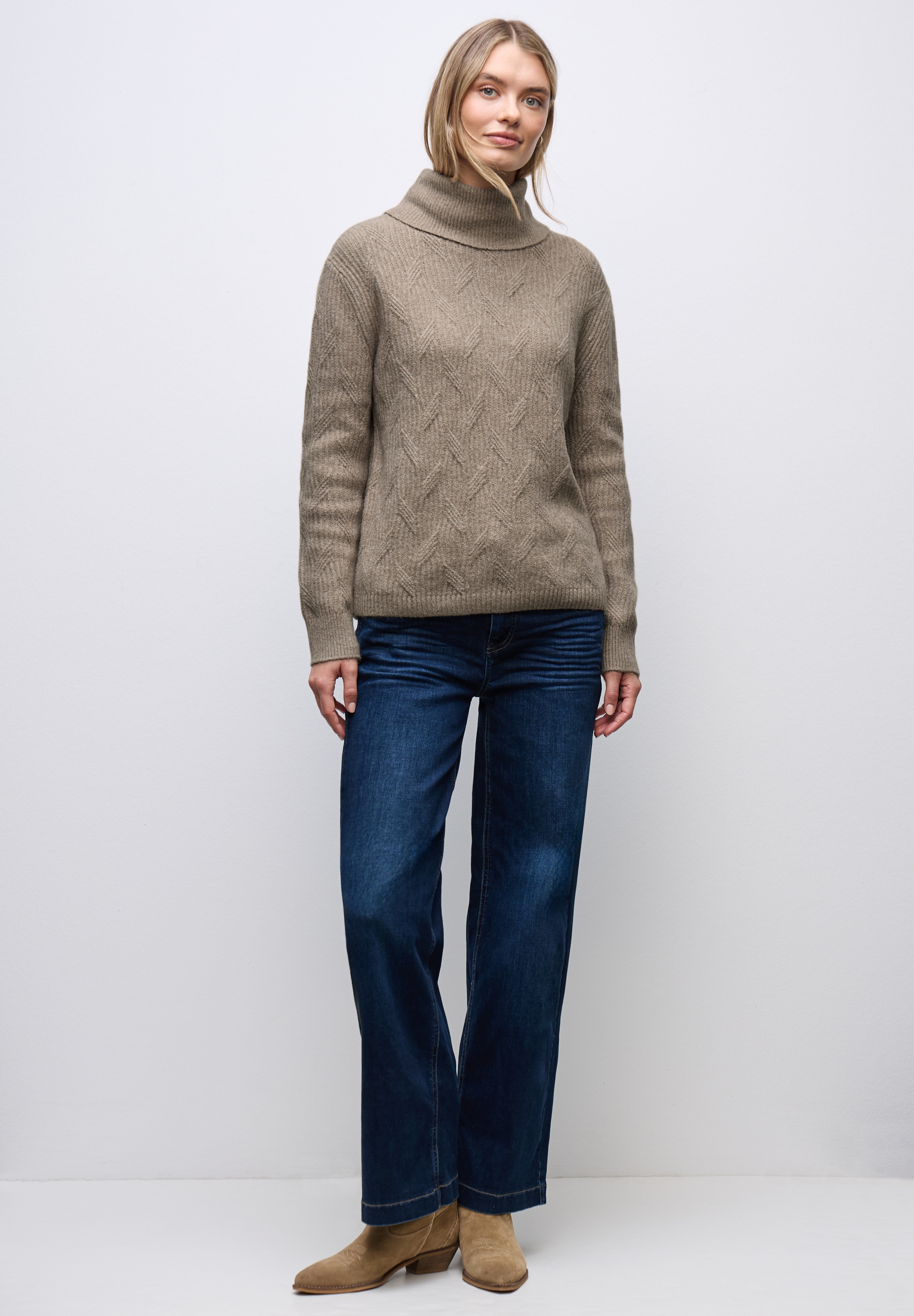 STREET ONE Rollkragenpullover aus Baumwolle mit Stretchanteil