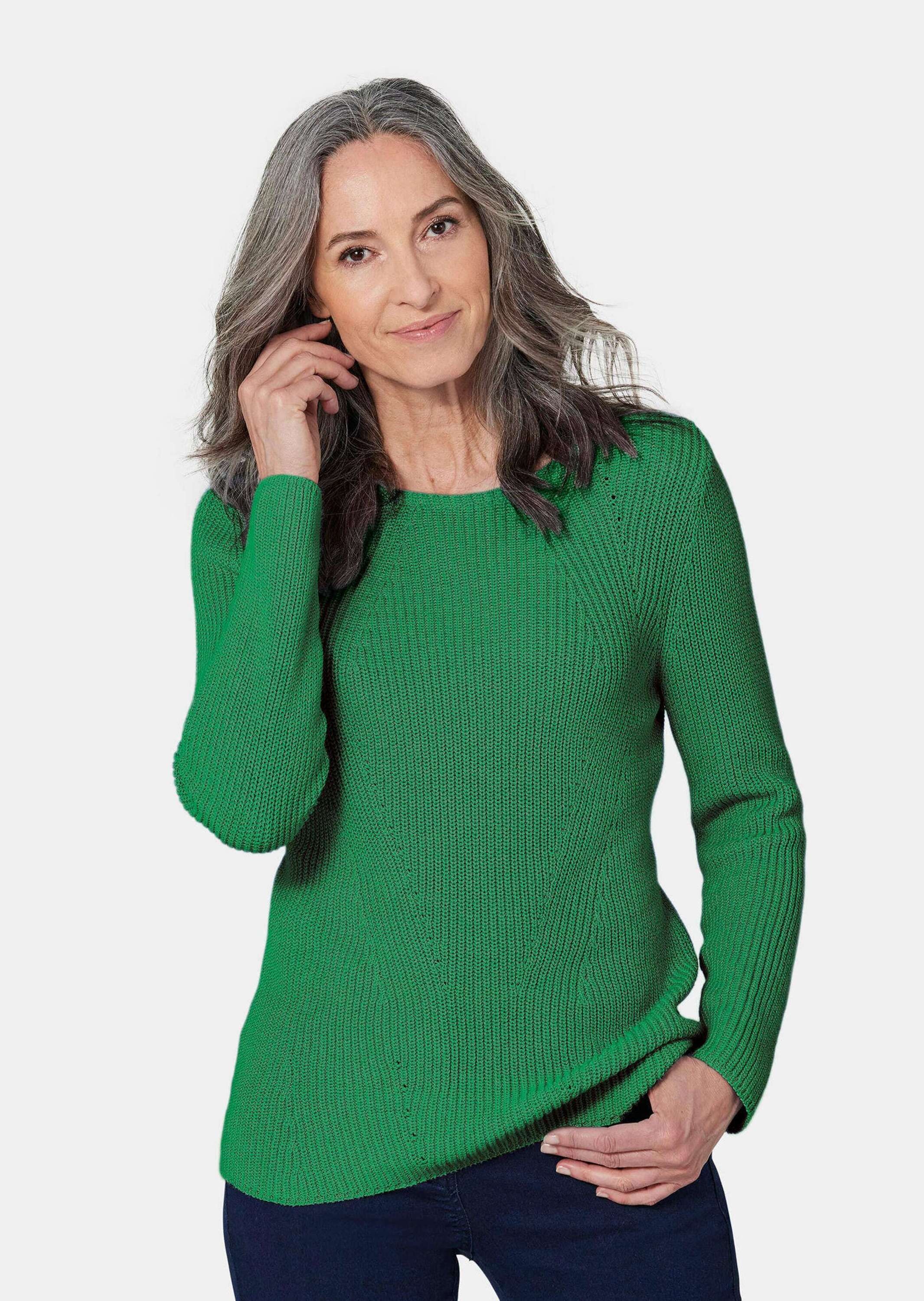 GOLDNER Strickpullover »Pullover Figurschmeichelnder Pullover aus reiner Baumwolle«