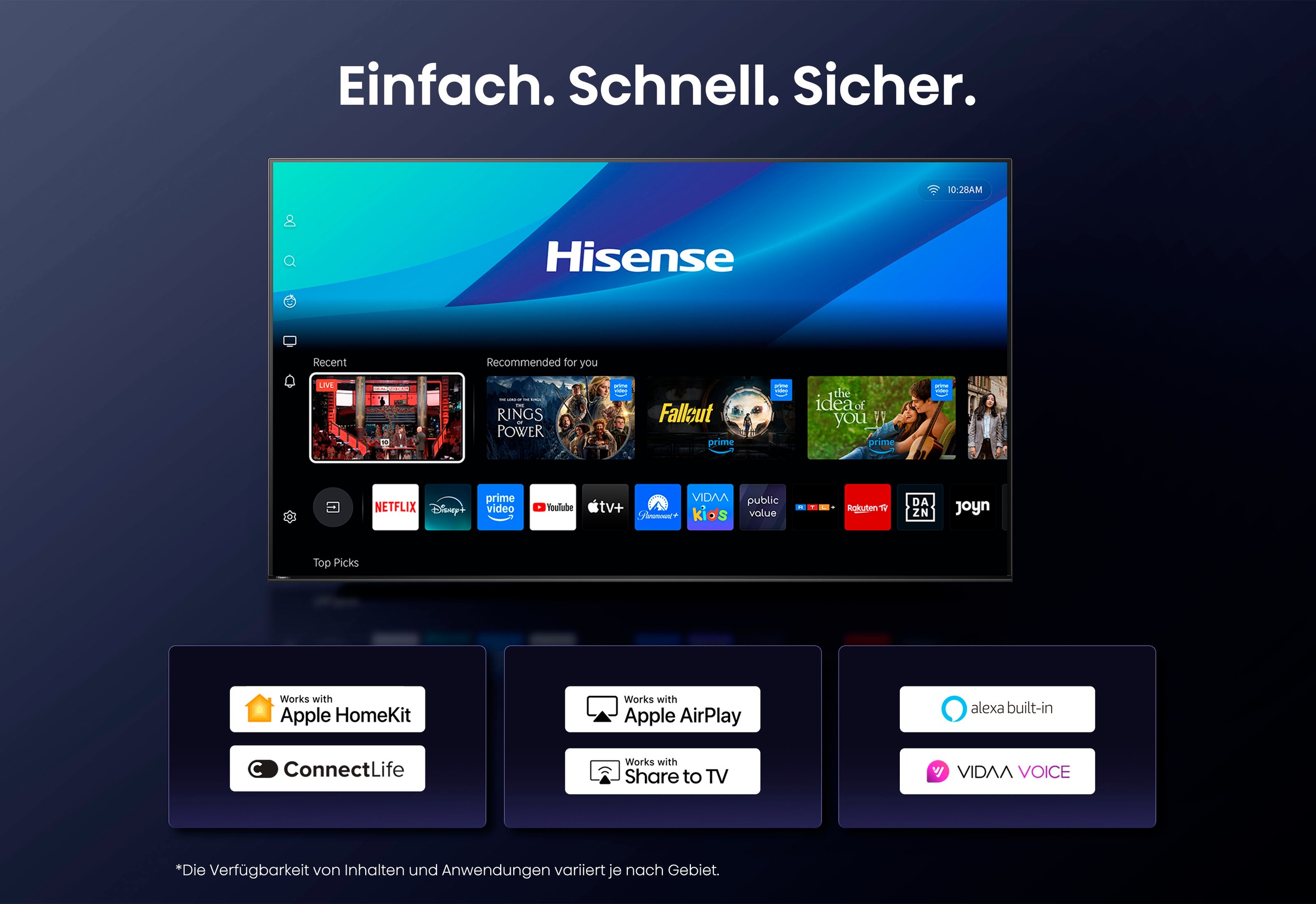 Hisense QLED-Fernseher »65E77Q«, 4K Ultra HD, Smart-TV, 4K UHD QLED