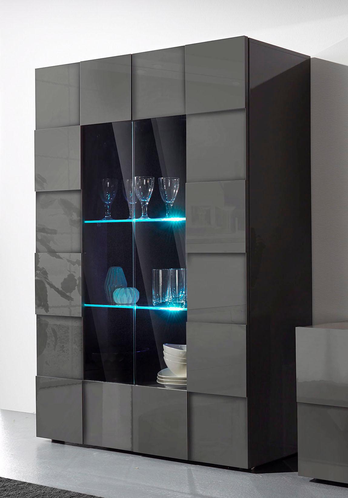 Home affaire Vitrine "Dama Höhe 166 cm, Breite 121 cm, Stauraumvitrine mit 2 Türen," Standvitrine - Front in 3D-Optik, viel Stauraum, verschiedene Farben