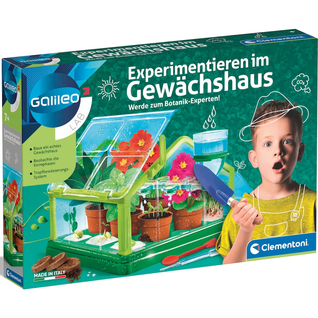 Clementoni® Experimentierkasten »Galileo, Experimentieren im Gewächshaus«, Made in Europe