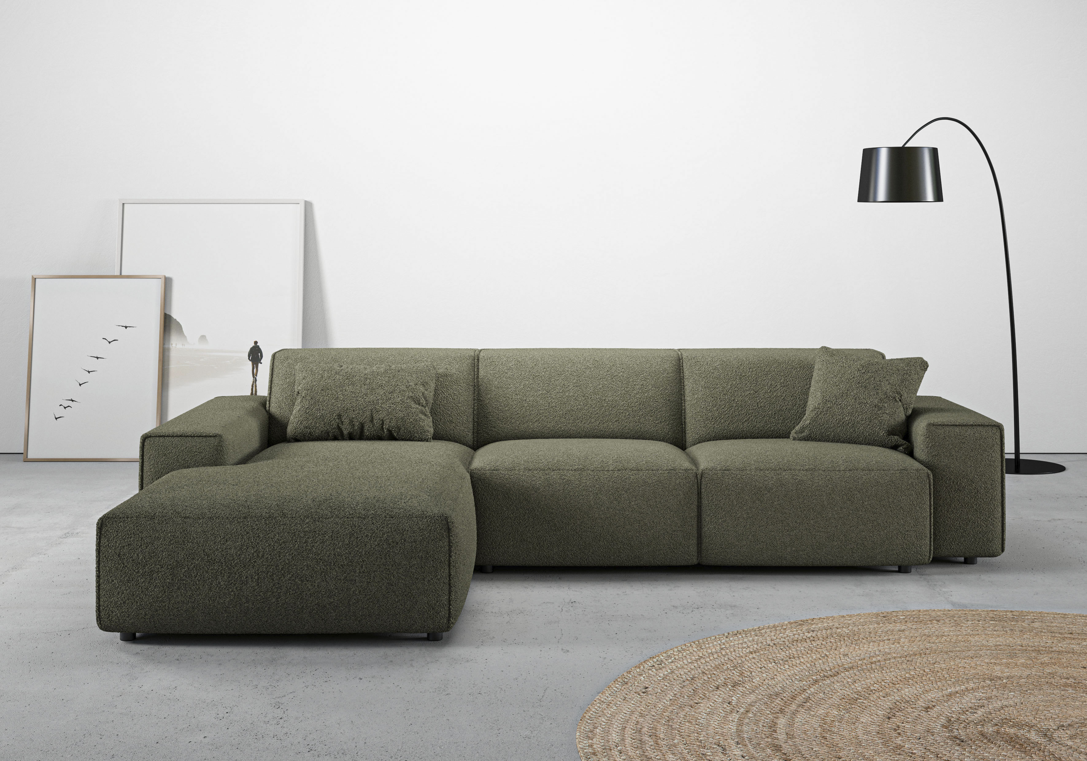 Home affaire Ecksofa "Glimminge auch in Breitcord, Feincord, Bouclé + Easy care-Bezug" L-Form, Breite 294, Zierkissen