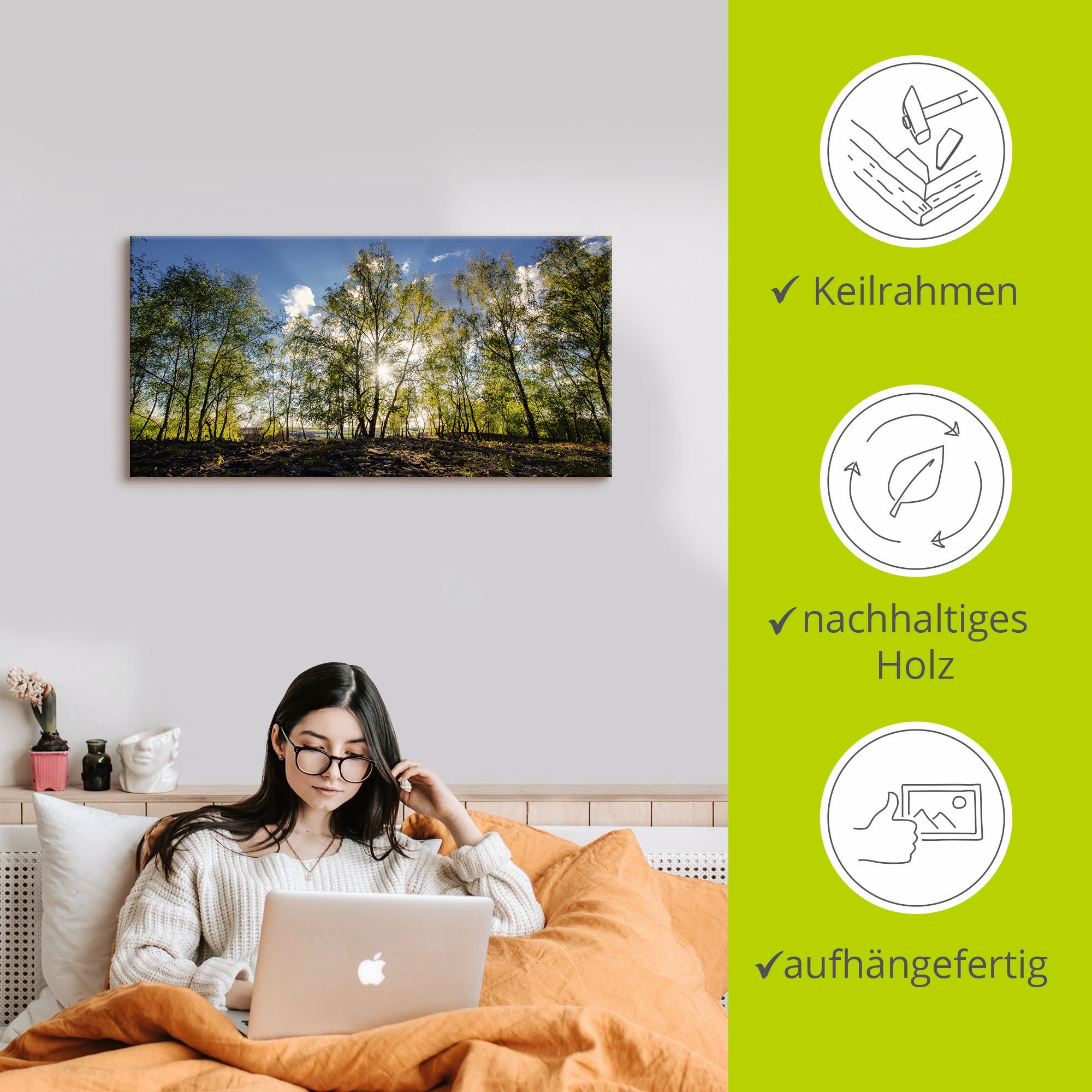 Artland Leinwandbild »Frühlingssonne«, Wald, (1 St.), auf Keilrahmen gespannt