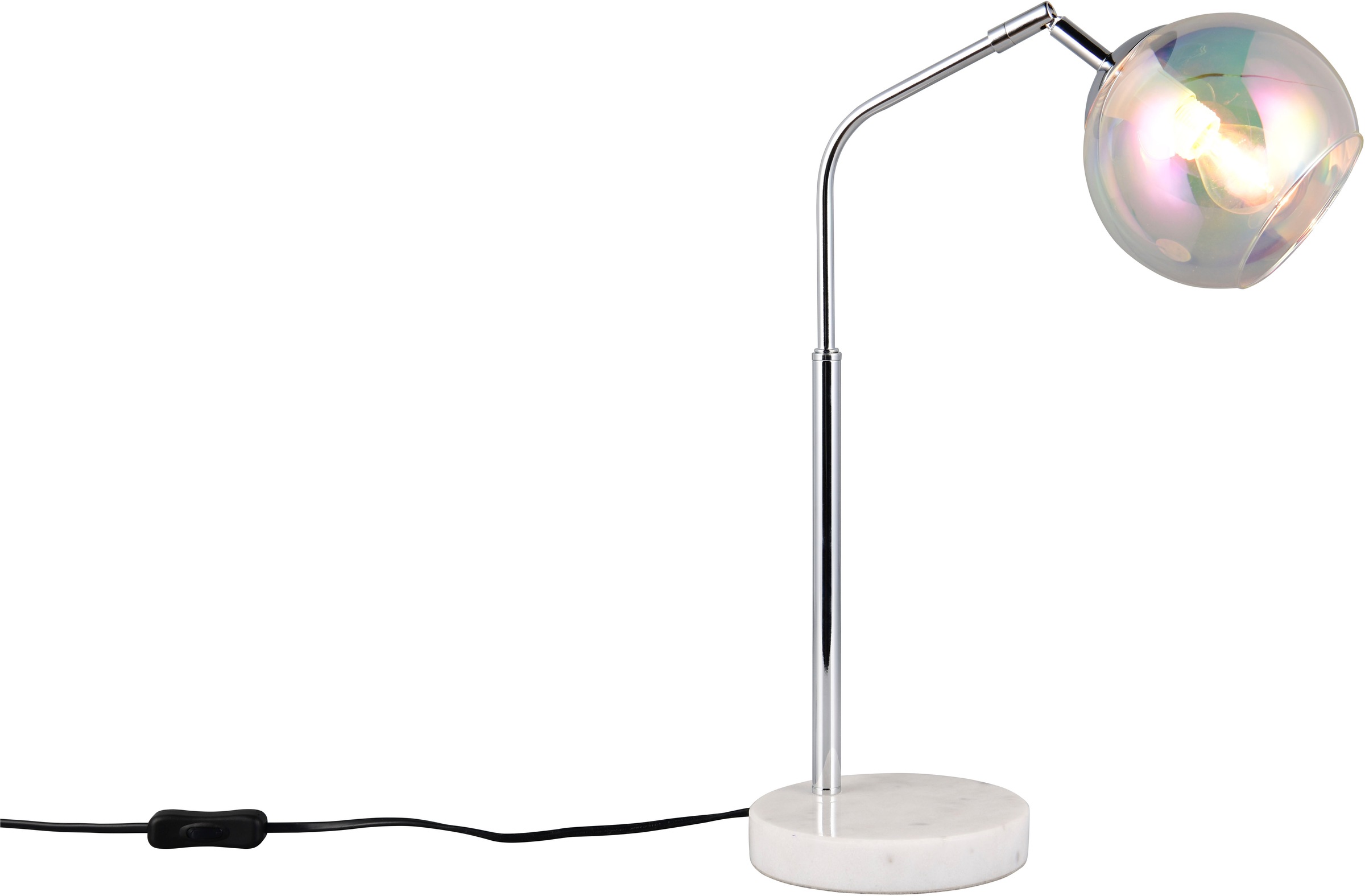 TRIO Leuchten Schreibtischlampe »PAXTON, exkl. 1x E14 max 10W, Leseleuchte Nachttischlampe«, 1 flammig, Leuchtmittel E14 | Leuchtmittel wechselbar, mit Glas Lampenschirm, Schnurschalter, Höhe 45 cm, Tiefe 28 cm