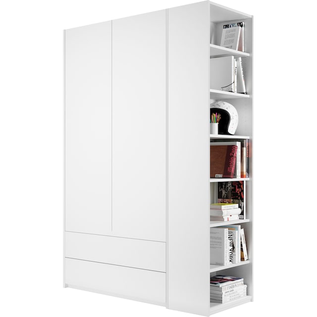 Müller SMALL LIVING Kleiderschrank »Modular Plus Variante 1«, 2 geräumige  Schubladen, Anbauregal links oder rechts montierbar | BAUR