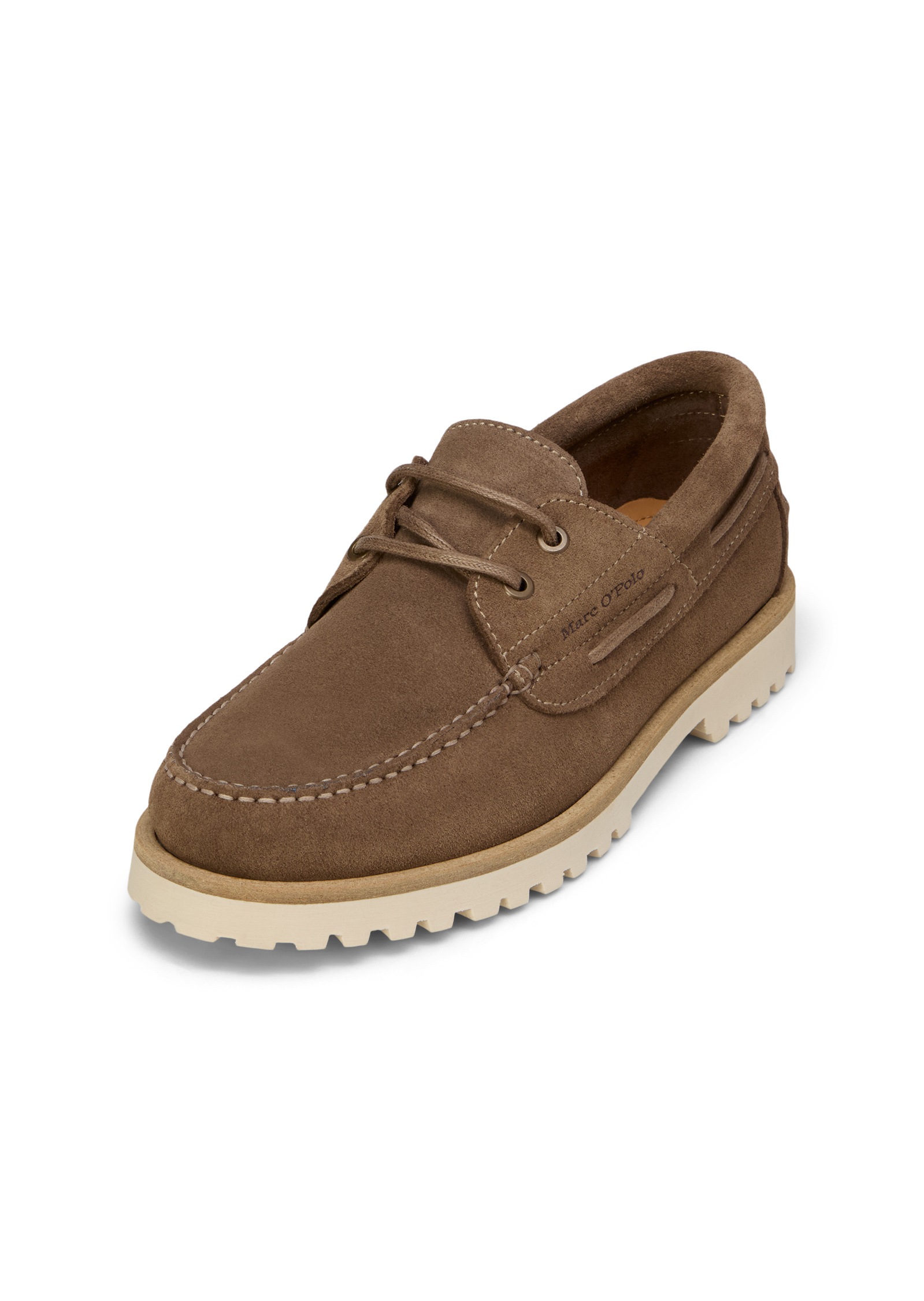 MARC O'POLO Herren Bootsschuh "aus weichem Veloursleder", Gr. 45schwarz taupe, Obermaterial: 100% Leder (Rind), unifarben, Schuhe