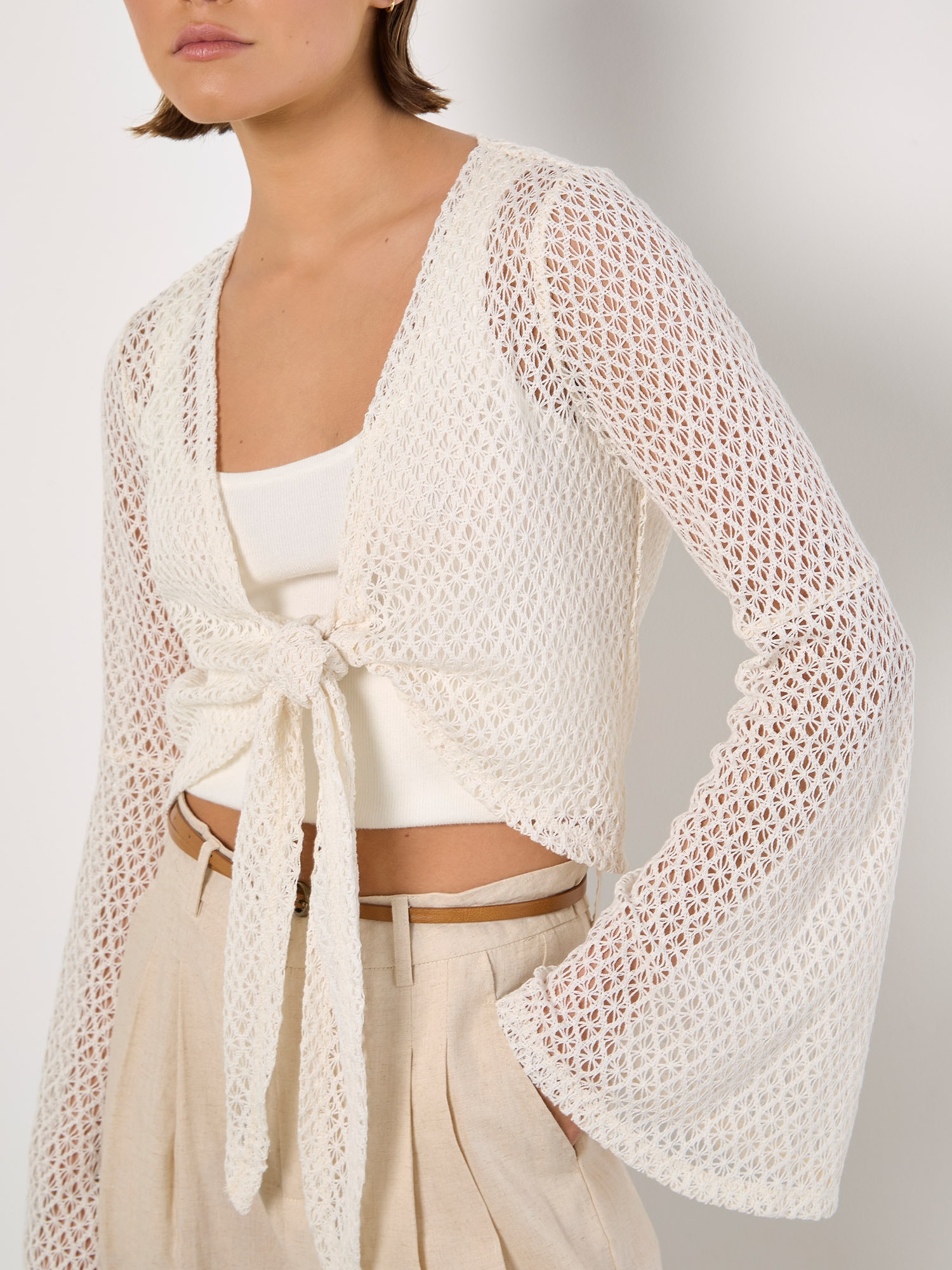 Apricot Rautenstrickjacke »Strickjacke« zum Knoten