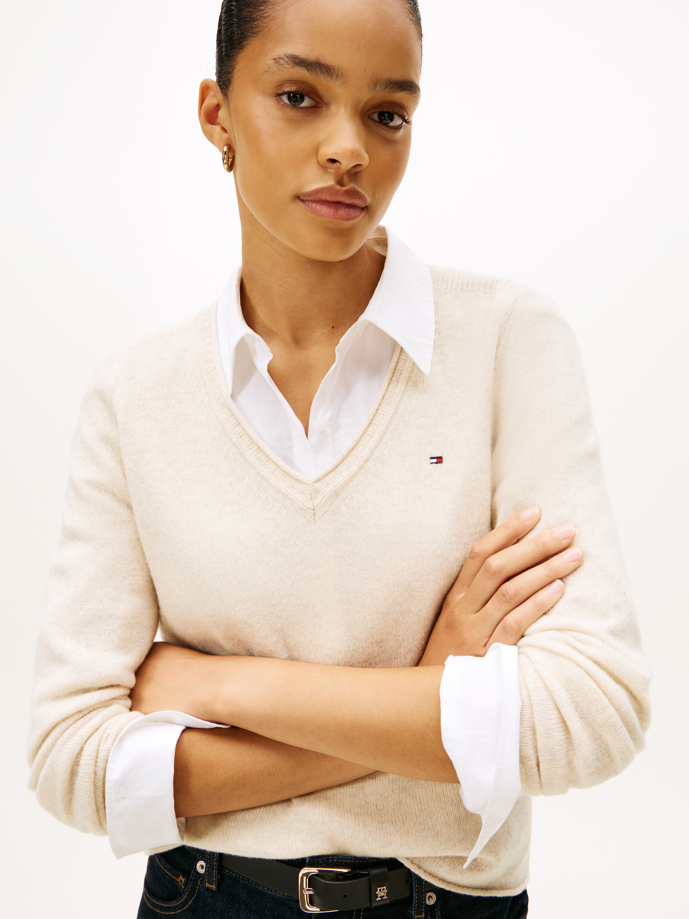Tommy Hilfiger Strickpullover "SOFT WOOL V-NK SWEATER" aus reiner Wolle günstig online kaufen