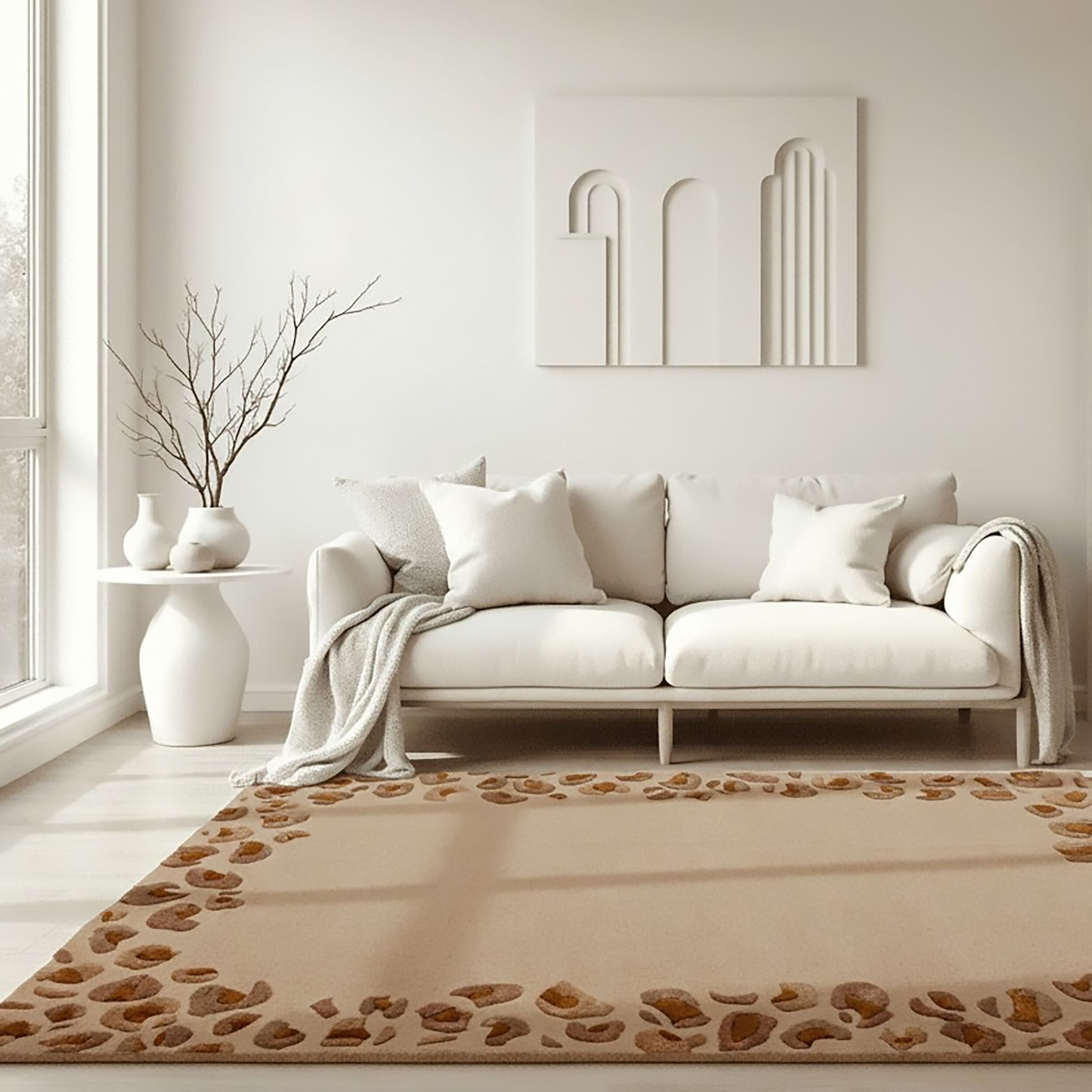 FLAIR RUGS Teppich »LEOPARD FRAME« rechteckig Glänzende Woll-Viskose-Mischung, Leo Muster, Wohnzimmer, Schlafzimmer