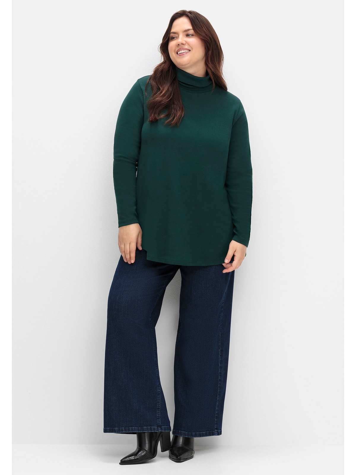 Sheego Langarmshirt »Große Größen«, mit Rollkragen, in A-Linie